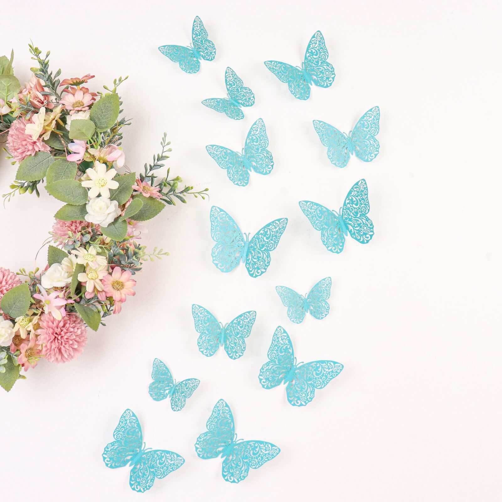 12-Pack 3D Turquoise Butterfly Wall Decals, DIY Removable Mural Stickers Cake Decorations - Versatile and Eye-Catching Design