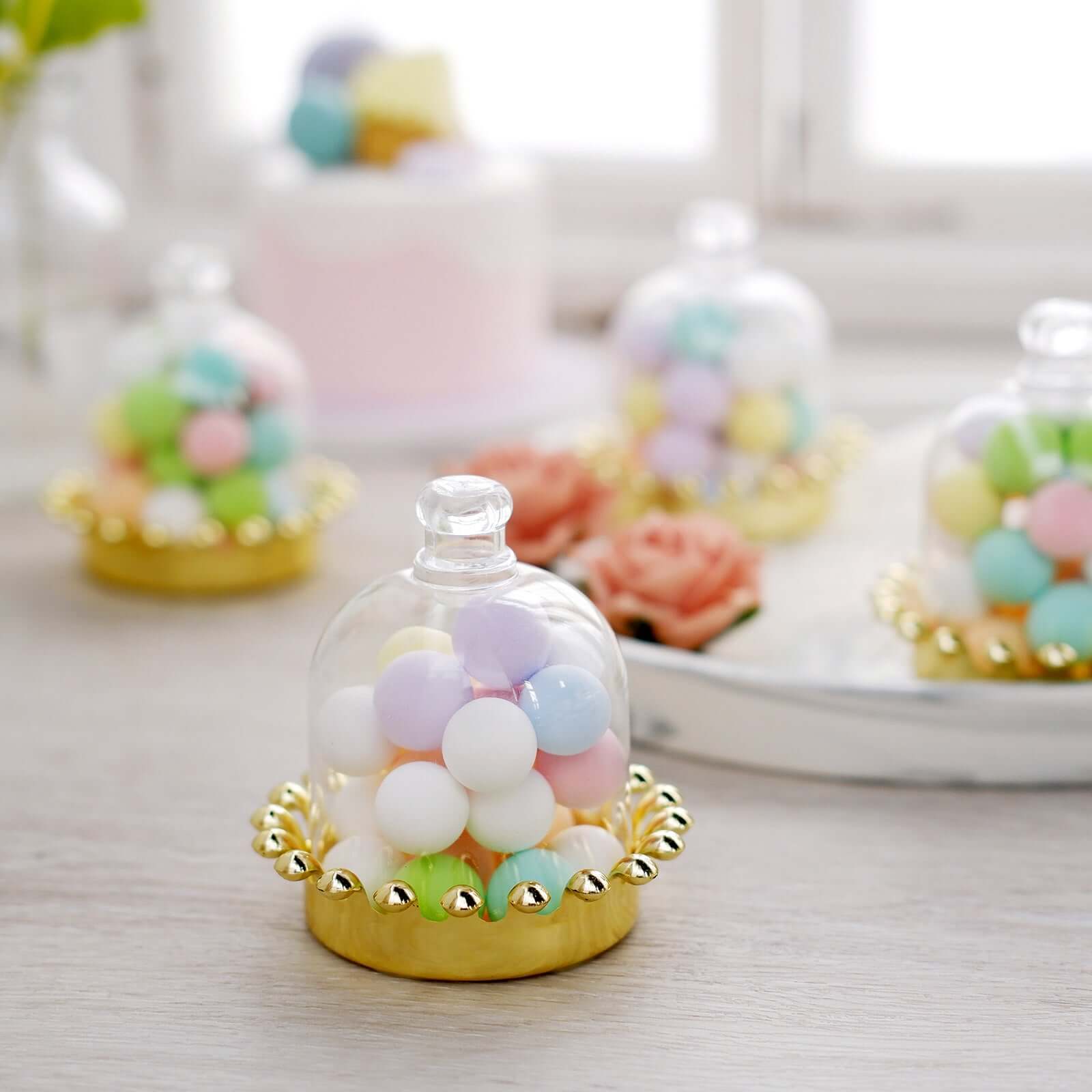 12 Pack Clear Gold Mini Crown Jar Candy Container Gift Boxes, Small Treats Party Favor Boxes With Dome Lid 4" - Image 8