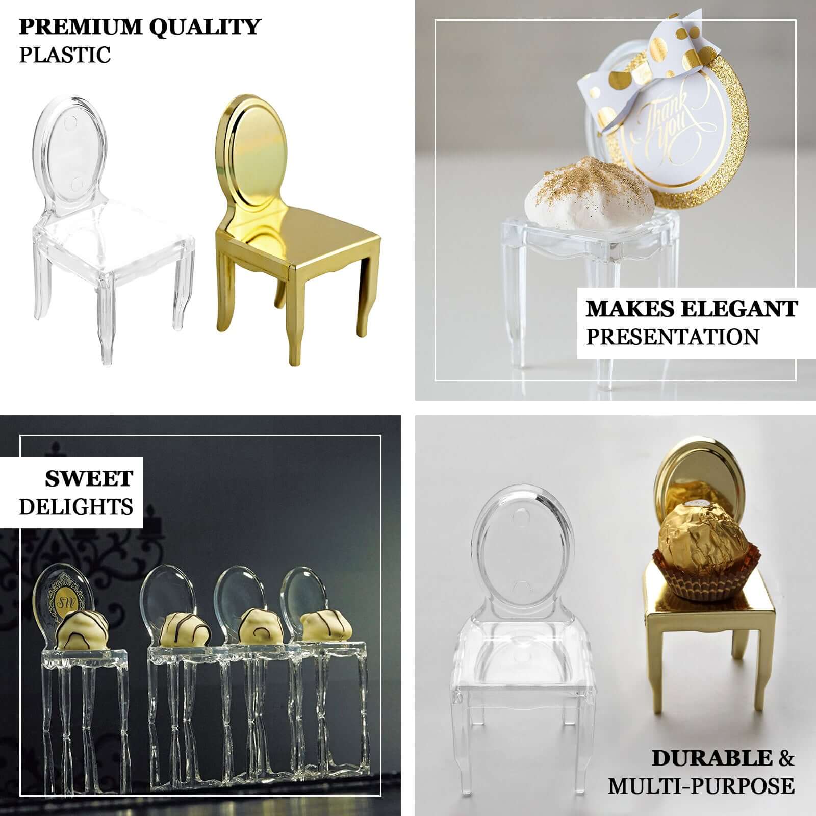12 Pack Clear Plastic Mini Ghost Chair Party Favor Gift Holders, Candy Treat Display Stands 4" - Image 4