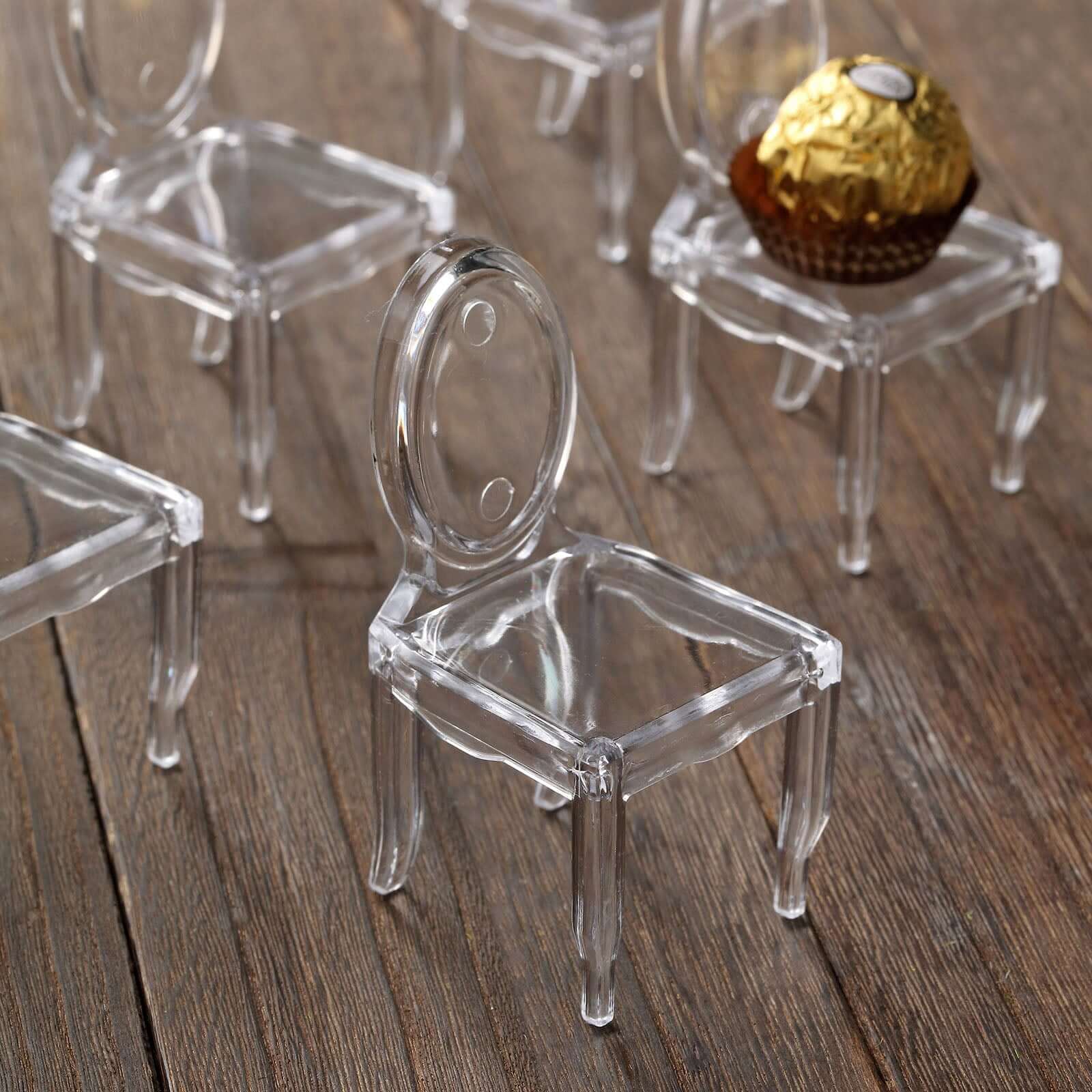 12 Pack Clear Plastic Mini Ghost Chair Party Favor Gift Holders, Candy Treat Display Stands 4" - Image 5