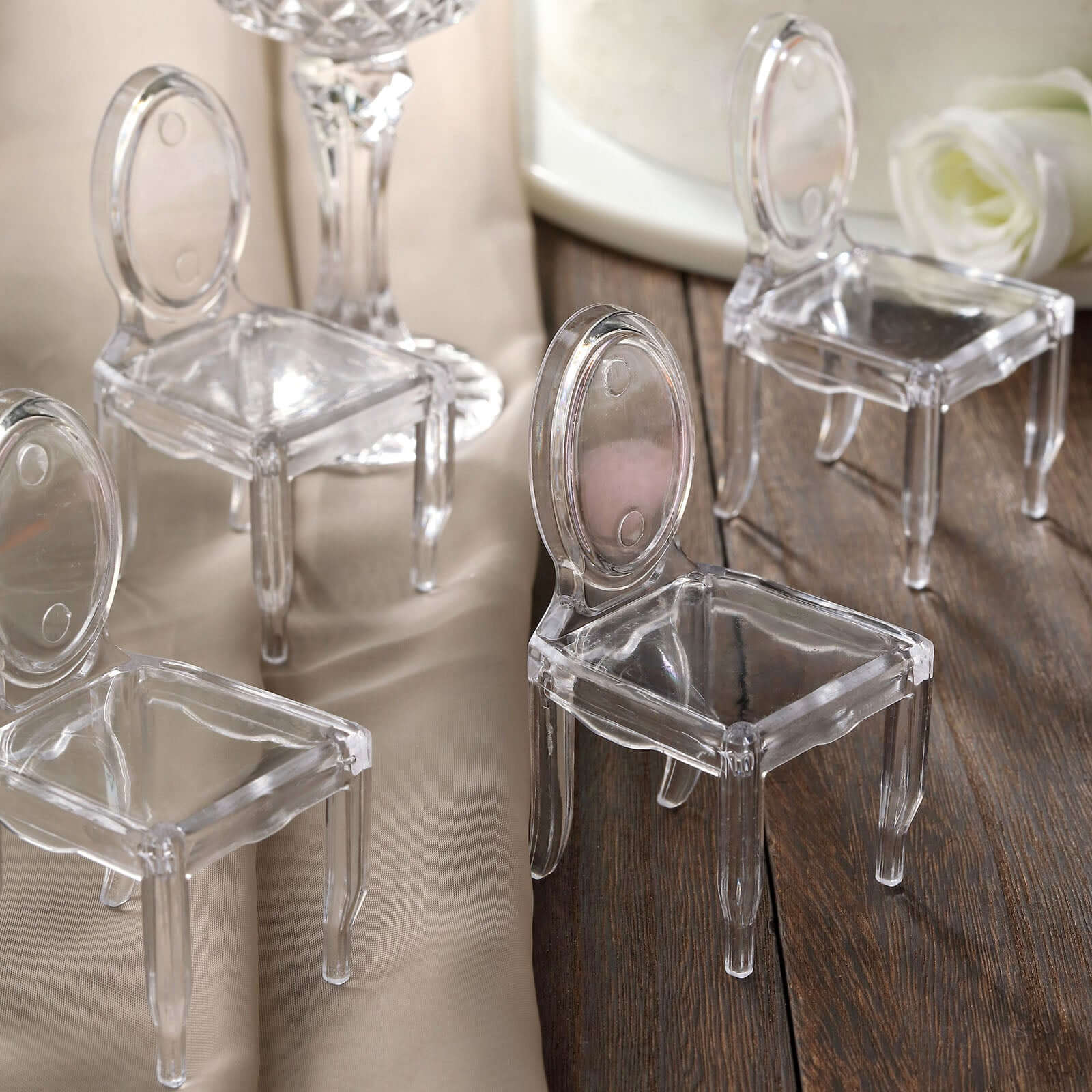 12 Pack Clear Plastic Mini Ghost Chair Party Favor Gift Holders, Candy Treat Display Stands 4" - Image 9