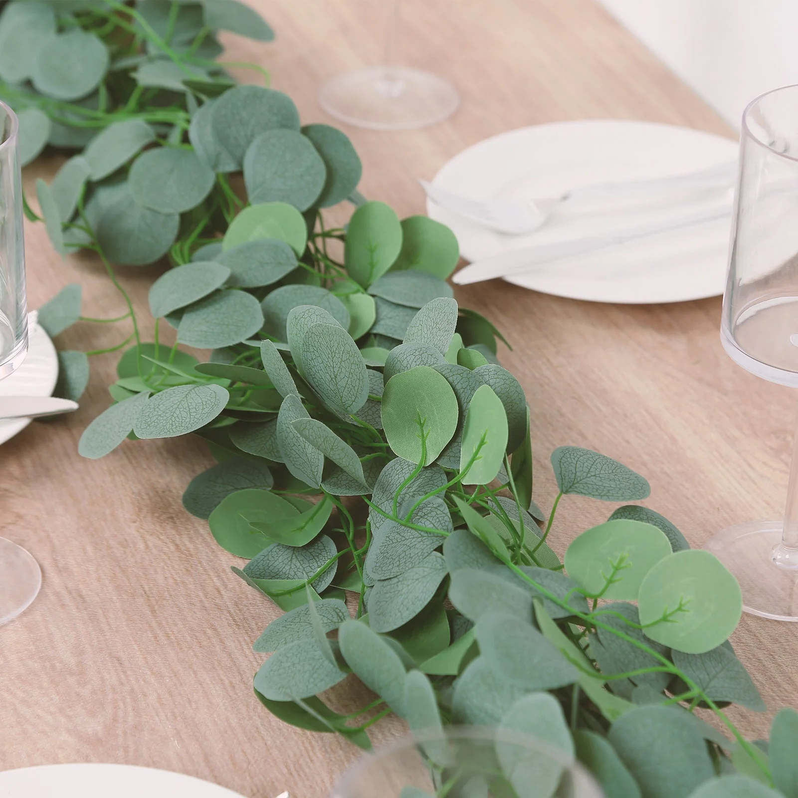 12 Pack Artificial Eucalyptus Garland Silk Leaf Vines for Wedding, Party, Table and Wall Decor - 6.5ft - Image 10