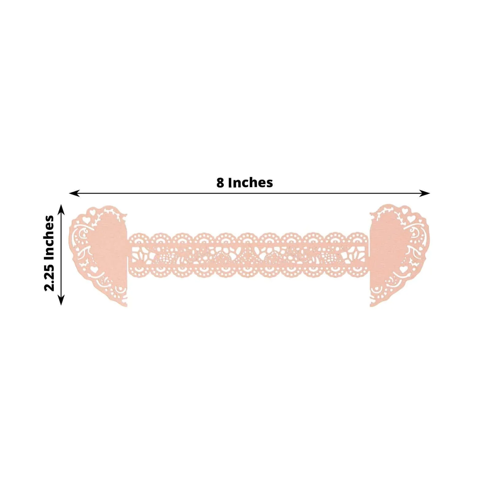 12 Pack Blush Shimmery Laser Cut Heart Paper Napkin Rings with Lace Pattern, Disposable Napkin Holders Bands - Image 3