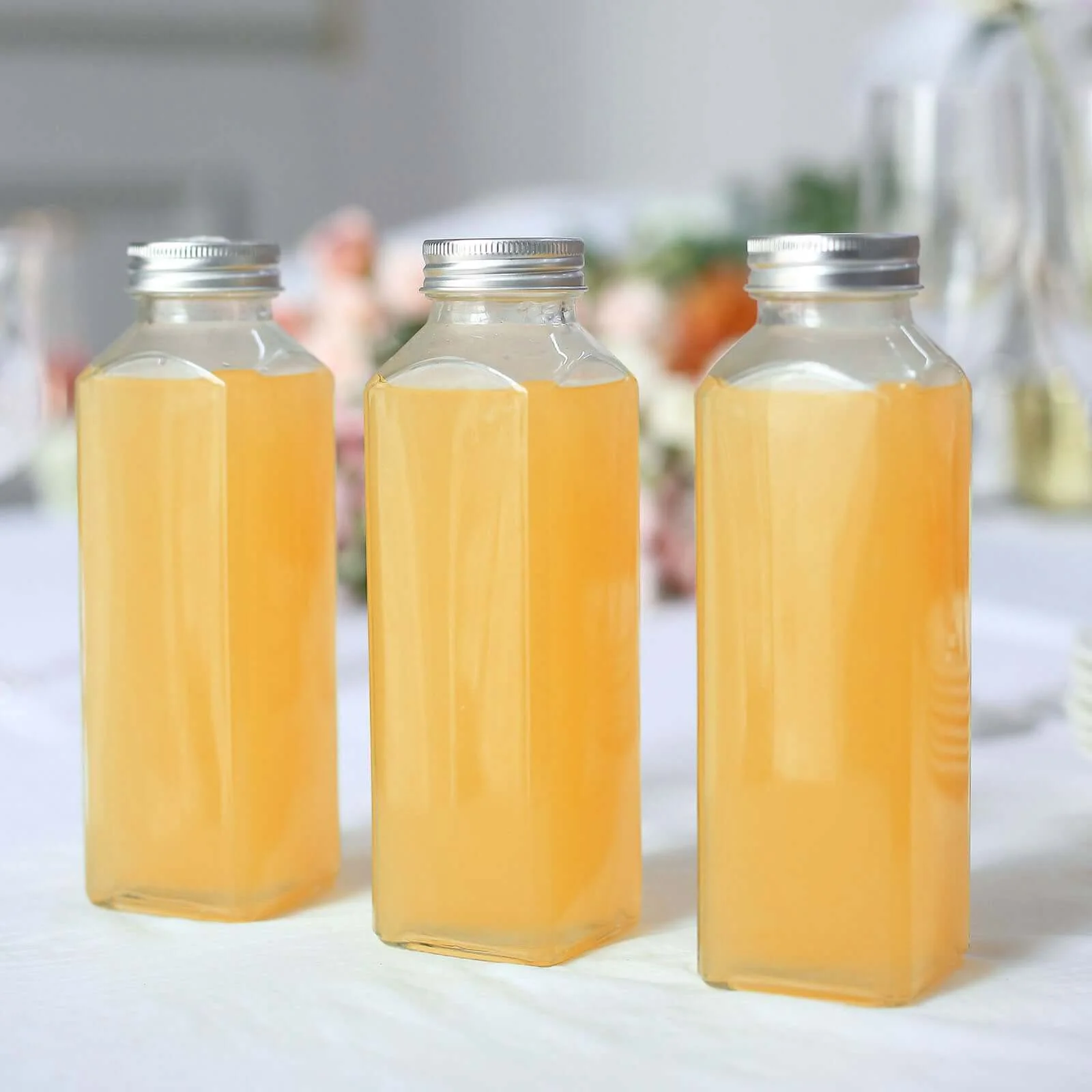 12-Pack Clear Glass Jars 7" French Square Design with Aluminum Caps - Refillable 12oz Storage Bottles for Kitchen & Decor - Image 5