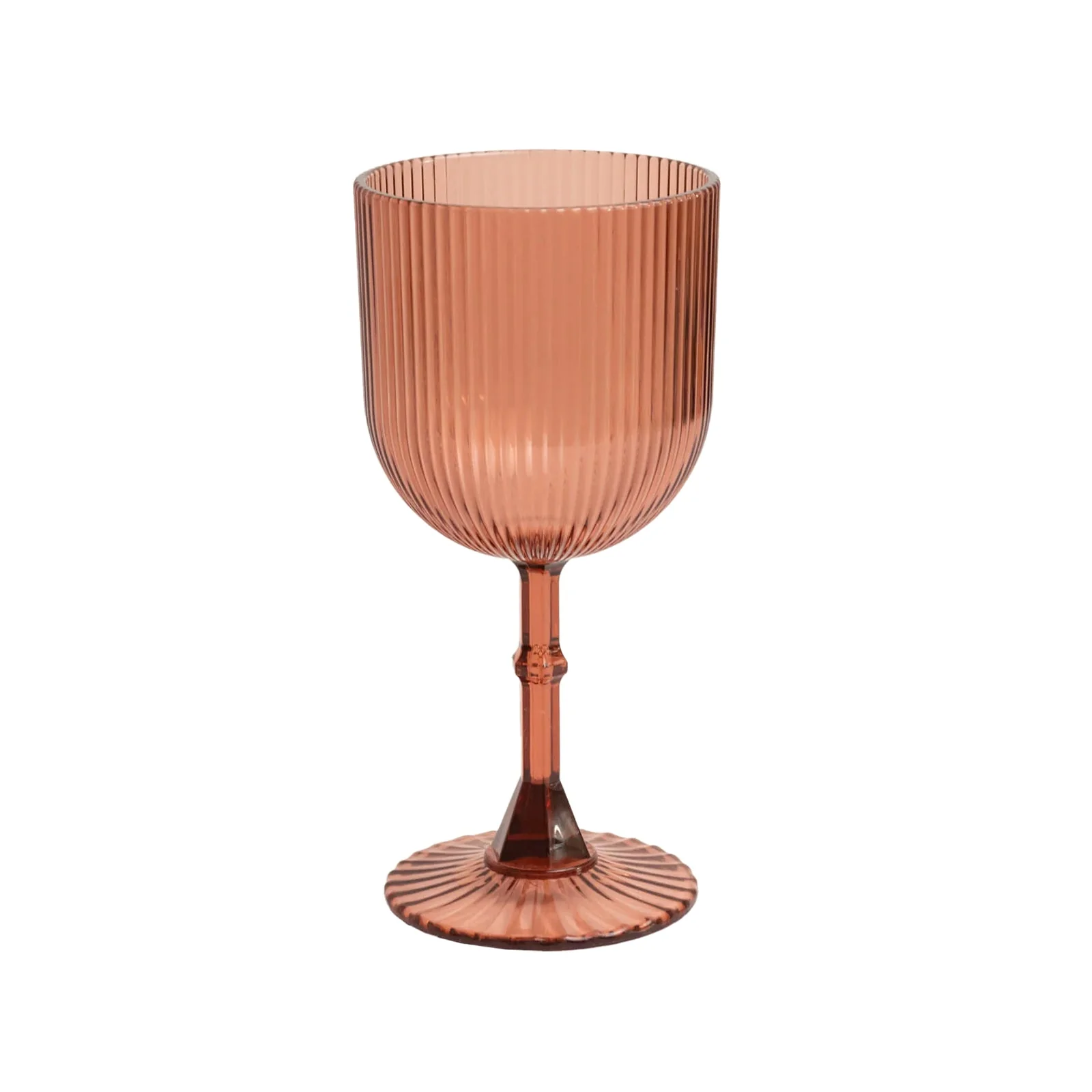 12-Pack Dusty Rose Plastic Wine Glasses 9oz, Vintage Ribbed Pattern - Transparent Reusable Shatterproof Goblets - Image 6