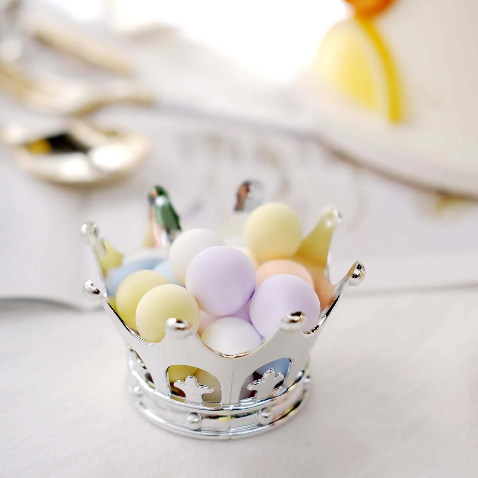 12-Pack Fillable Mini Crown Candy Container 3" Silver - Princess Crown Baby Shower Candy Treat Favor Containers - Image 11