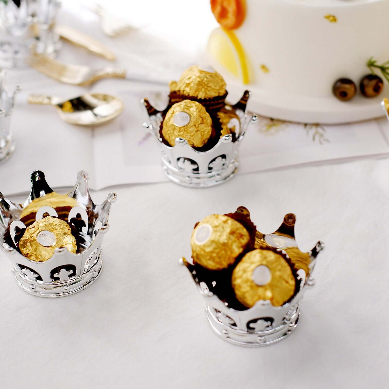 12-Pack Fillable Mini Crown Candy Container 3" Silver - Princess Crown Baby Shower Candy Treat Favor Containers - Image 12