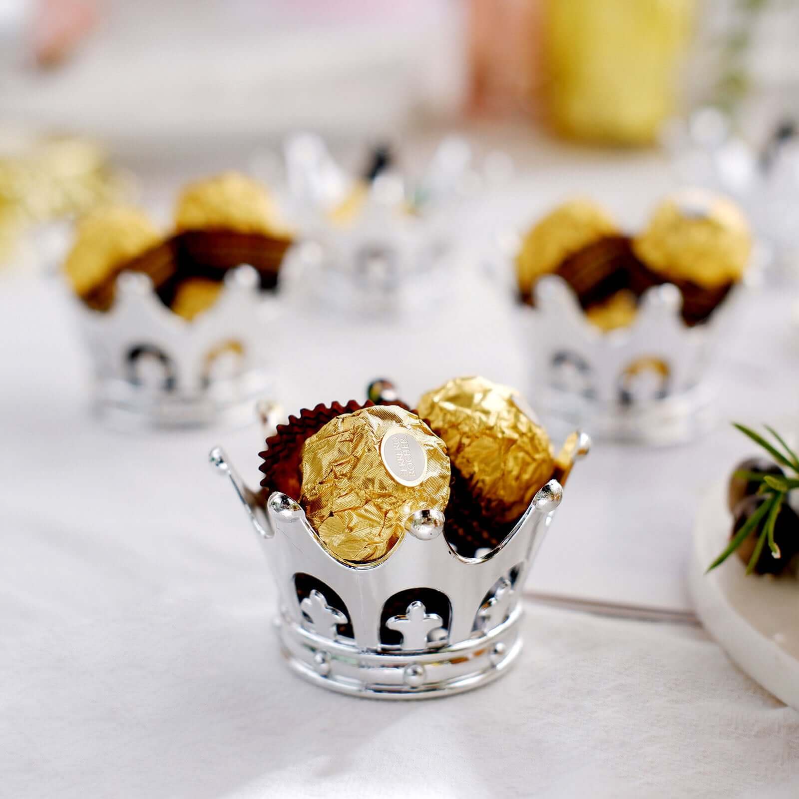 12-Pack Fillable Mini Crown Candy Container 3" Silver - Princess Crown Baby Shower Candy Treat Favor Containers - Image 13
