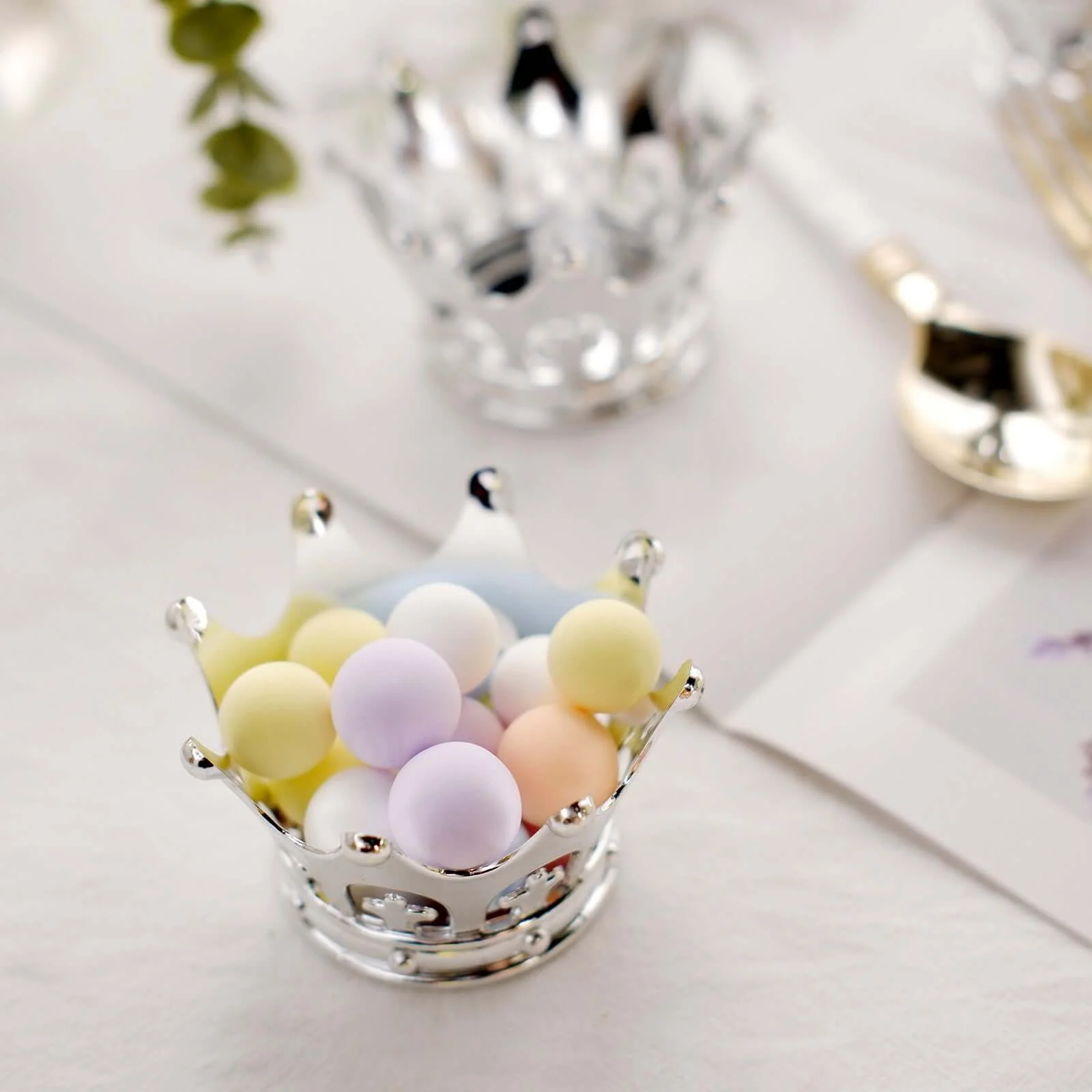 12-Pack Fillable Mini Crown Candy Container 3" Silver - Princess Crown Baby Shower Candy Treat Favor Containers - Image 14
