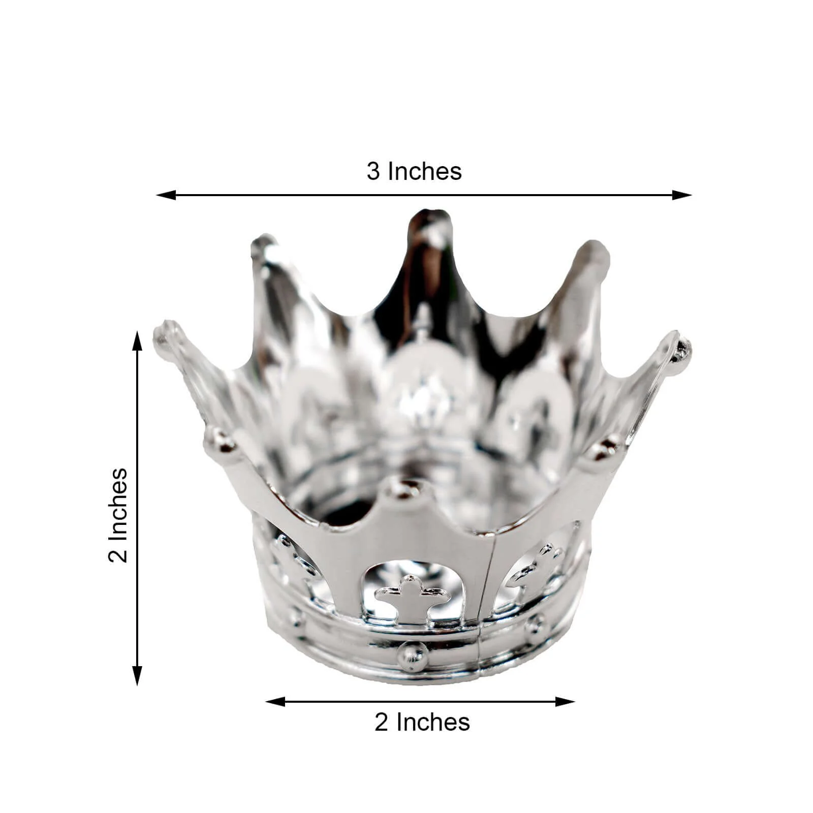 12-Pack Fillable Mini Crown Candy Container 3" Silver - Princess Crown Baby Shower Candy Treat Favor Containers - Image 3