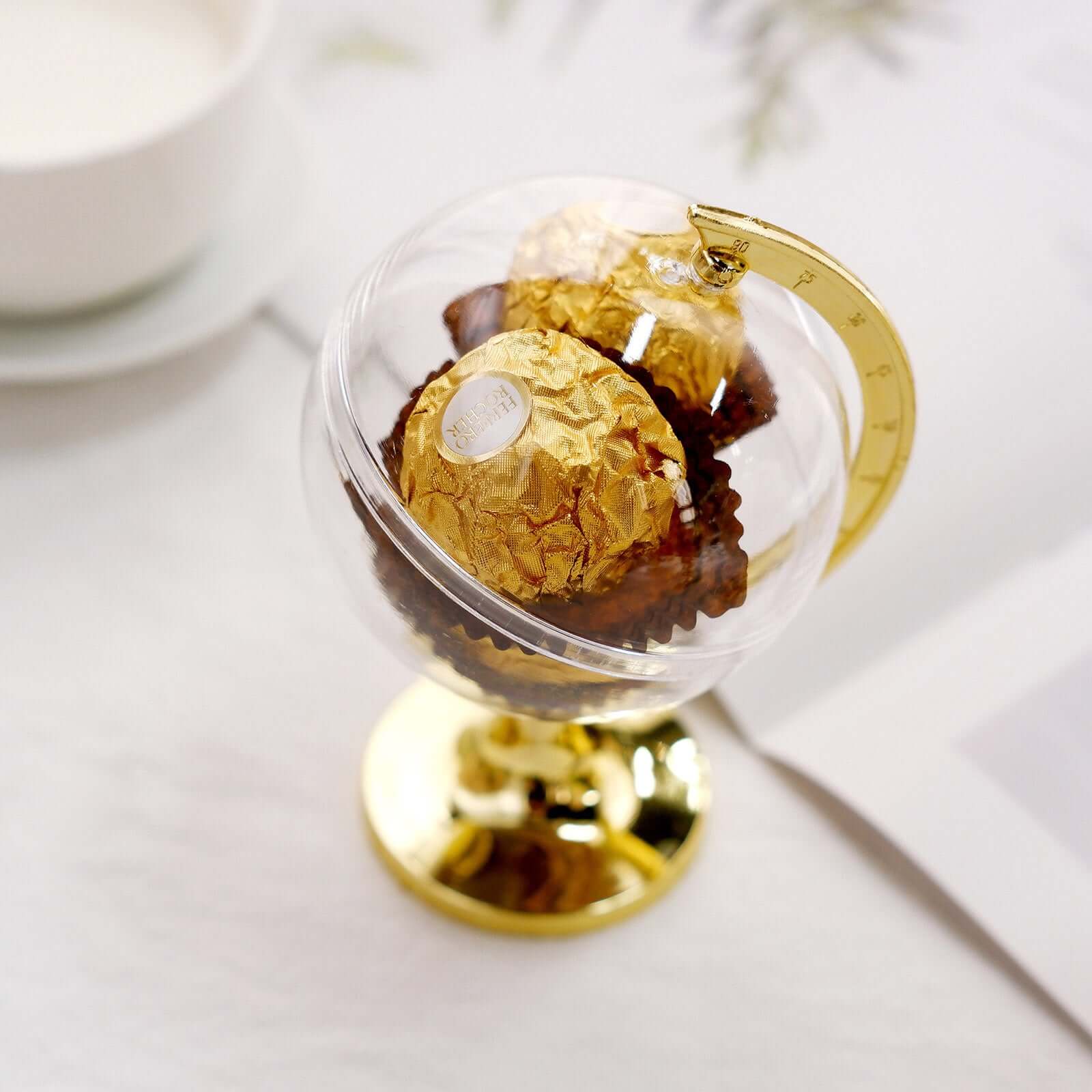 12-Pack Fillable Mini Globe Candy Container 4.5" Clear Gold - Candy Treat Favor Containers - Image 8