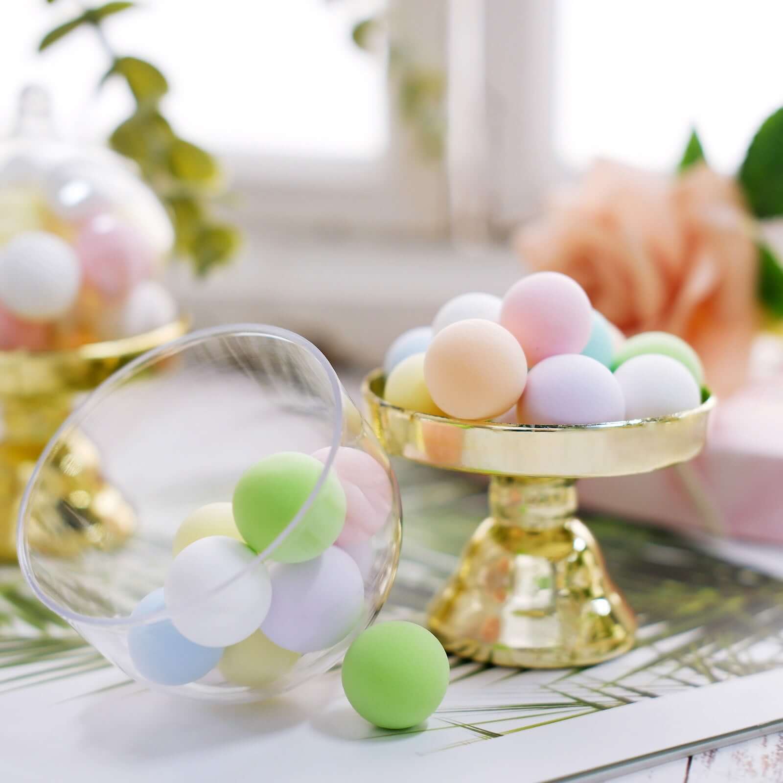12-Pack Fillable Mini Pedestal Candy Container 4" Clear/Gold - Candy Treat Favor Boxes with Dome Lid - Image 6