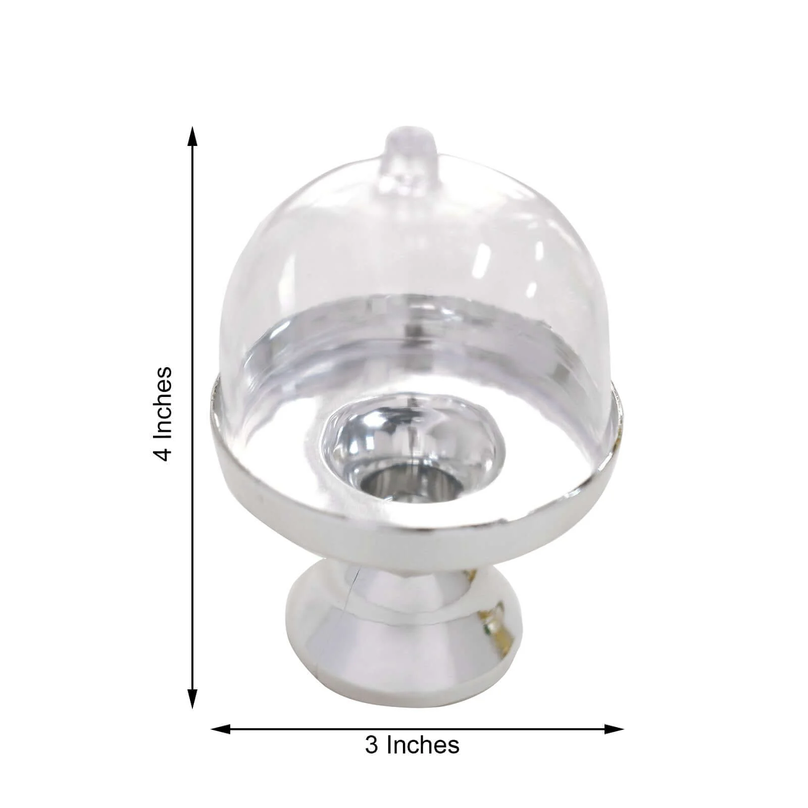 12-Pack Fillable Mini Pedestal Candy Container 4" Clear/Silver - Candy Treat Favor Boxes with Dome Lid - Image 3