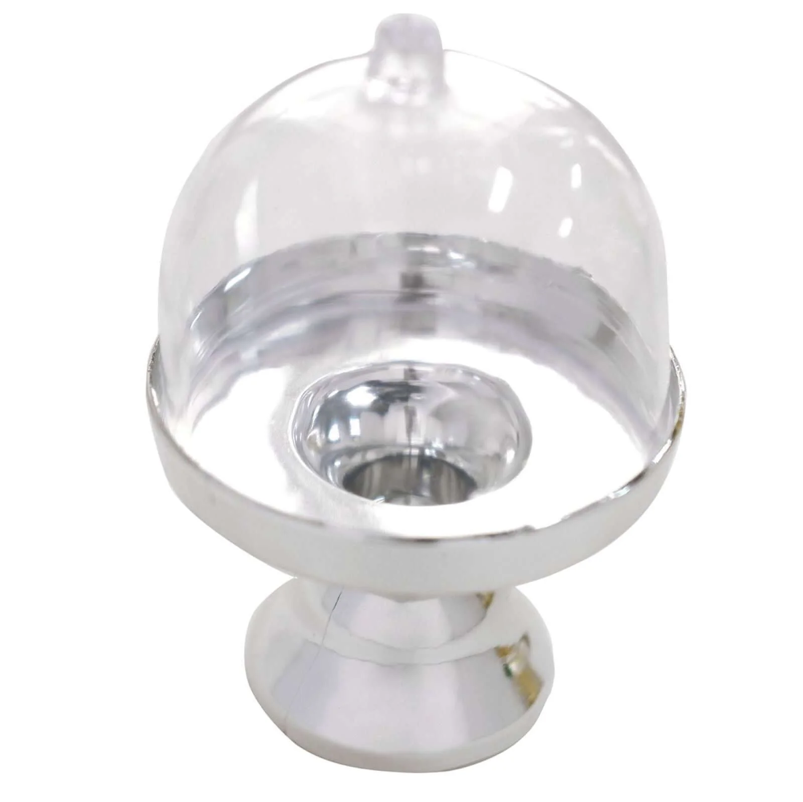 12-Pack Fillable Mini Pedestal Candy Container 4" Clear/Silver - Candy Treat Favor Boxes with Dome Lid - Image 7