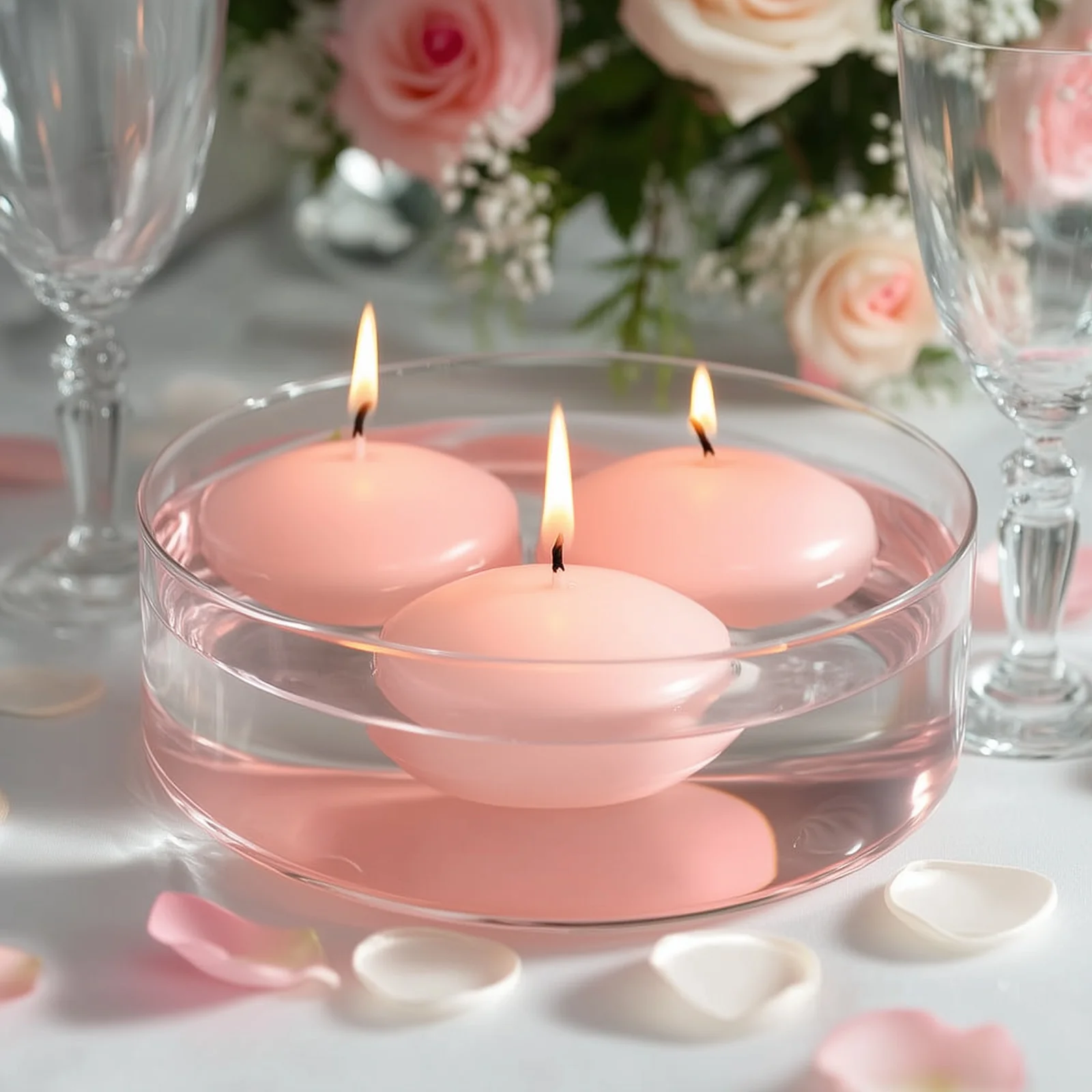 12 Pack Blush Floating Candles, 3" Unscented Dripless Wax Discs for Centerpieces - Image 8