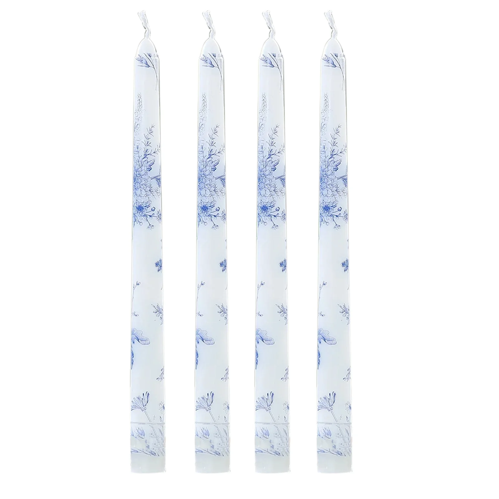 12 Pack French Toile Wax Taper Candles White and Blue Unscented Candles - 10" - Image 5
