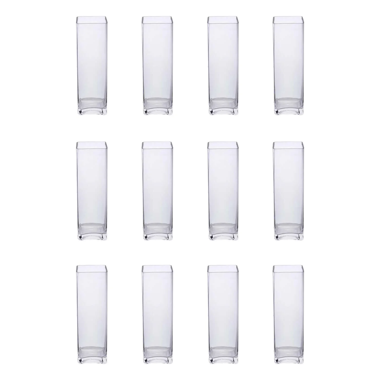 12-Pack Glass Cylinder Vases Square Design 10" Clear - Heavy Duty Flower Centerpieces for Events - Image 8