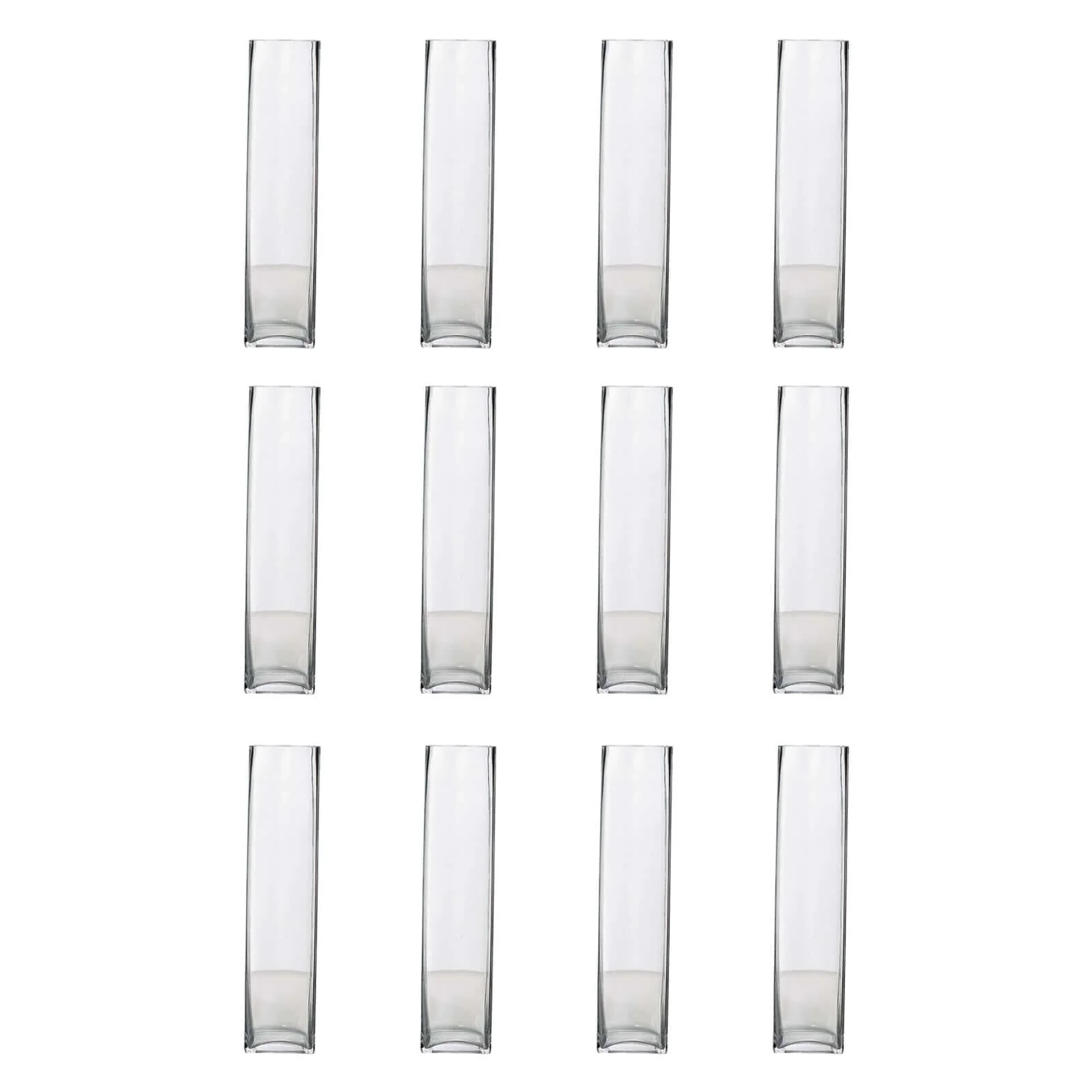 12-Pack Glass Cylinder Vases Square Design 14" Clear - Heavy Duty Flower Centerpieces for Events - Image 6