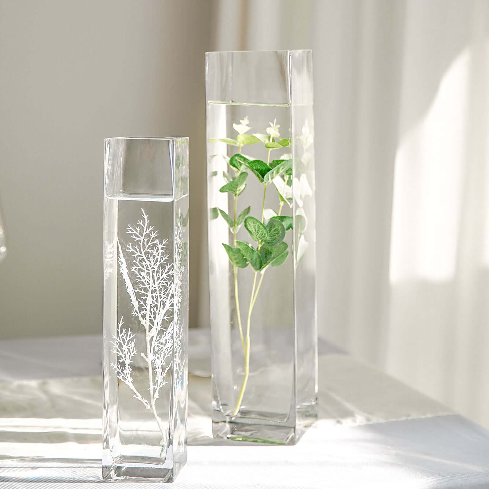 12-Pack Glass Cylinder Vases Square Design 14" Clear - Heavy Duty Flower Centerpieces for Events - Image 7