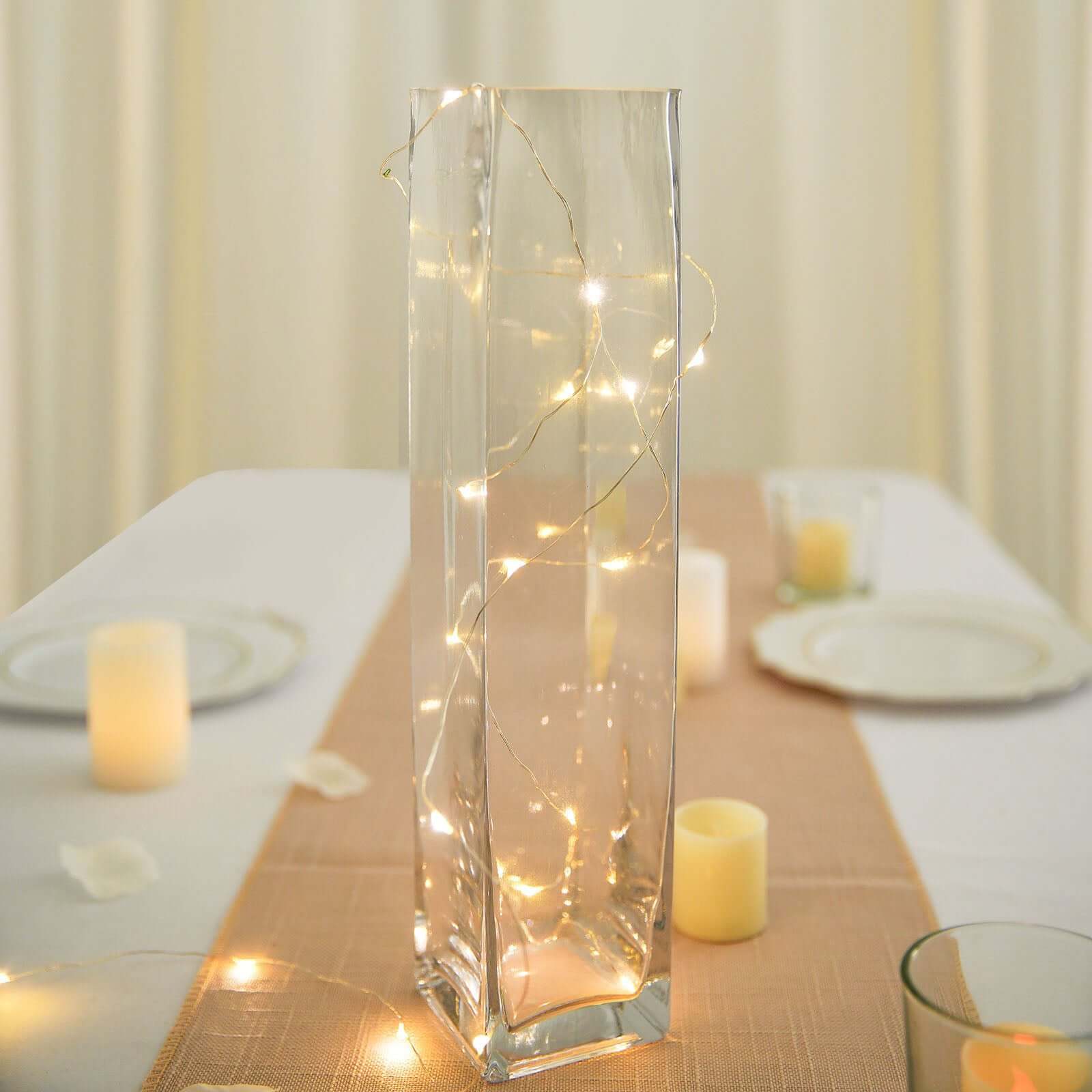 12-Pack Glass Cylinder Vases Square Design 14" Clear - Heavy Duty Flower Centerpieces for Events - Image 8
