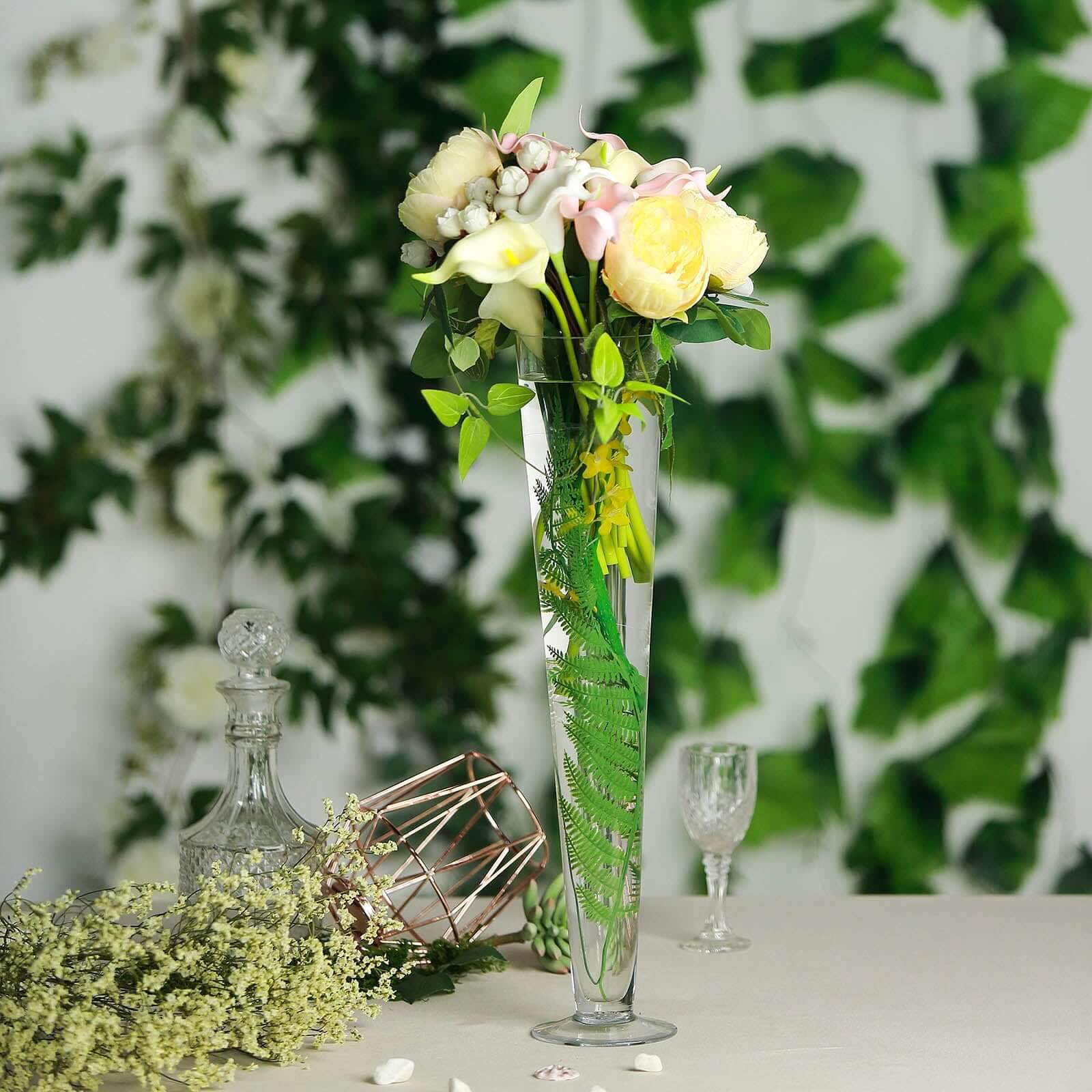 12-Pack Glass Trumpet Vases 20" Clear - Heavy Duty Design for Polished Floral Centerpieces - Image 2