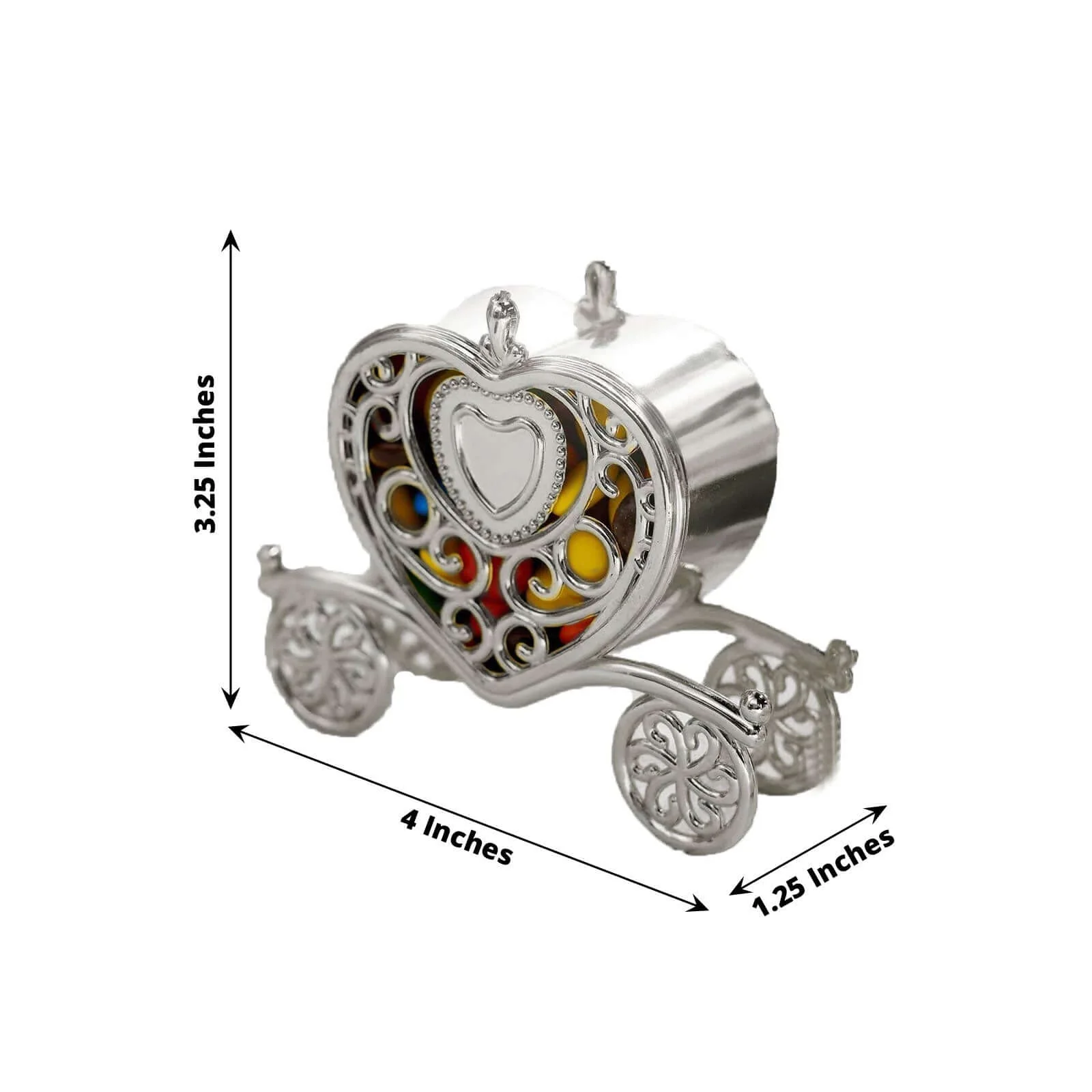 12-Pack Heart Carriage Candy Container Gift Boxes 4" Silver Princess - Party Favor Boxes for Treats - Image 3