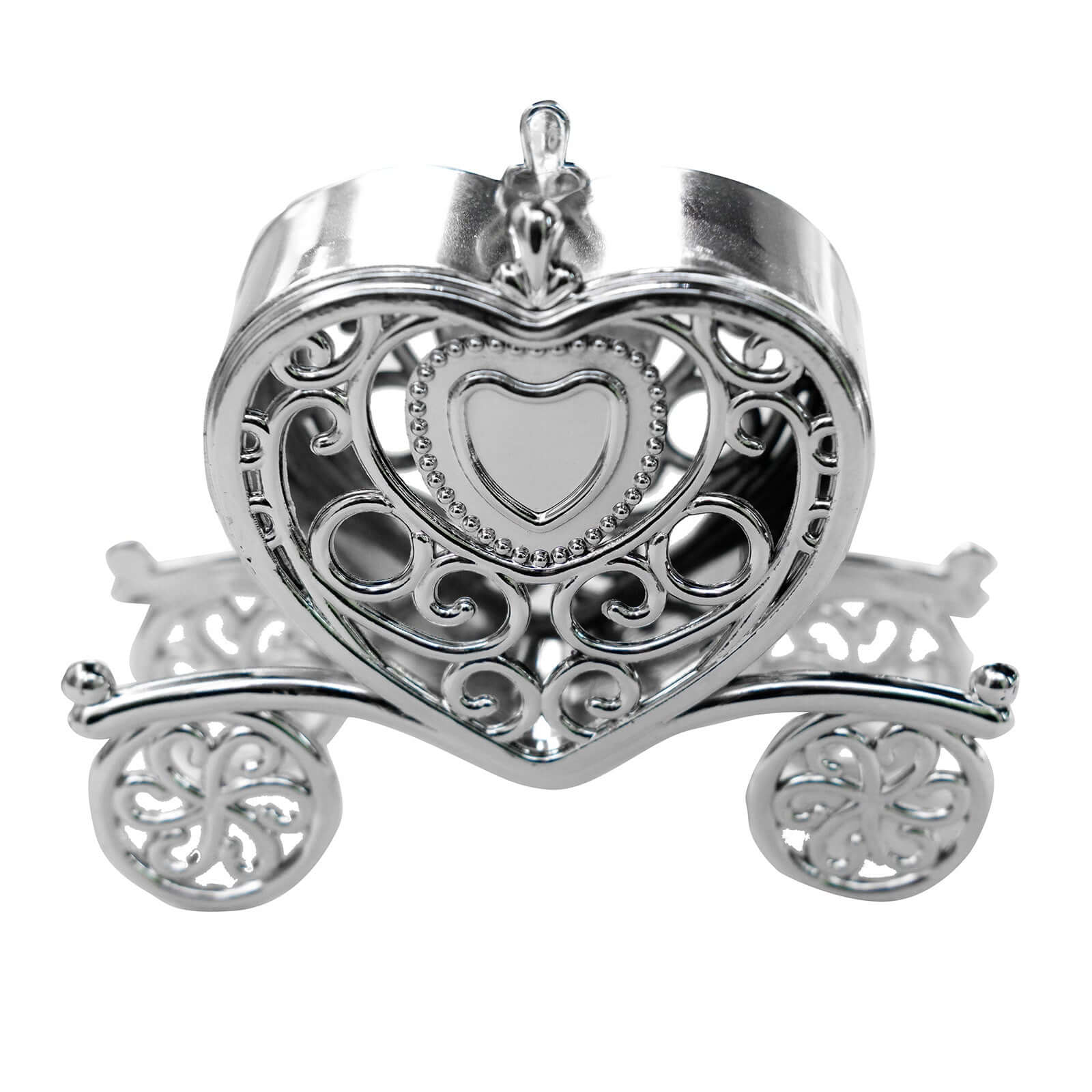 12-Pack Heart Carriage Candy Container Gift Boxes 4" Silver Princess - Party Favor Boxes for Treats - Image 7
