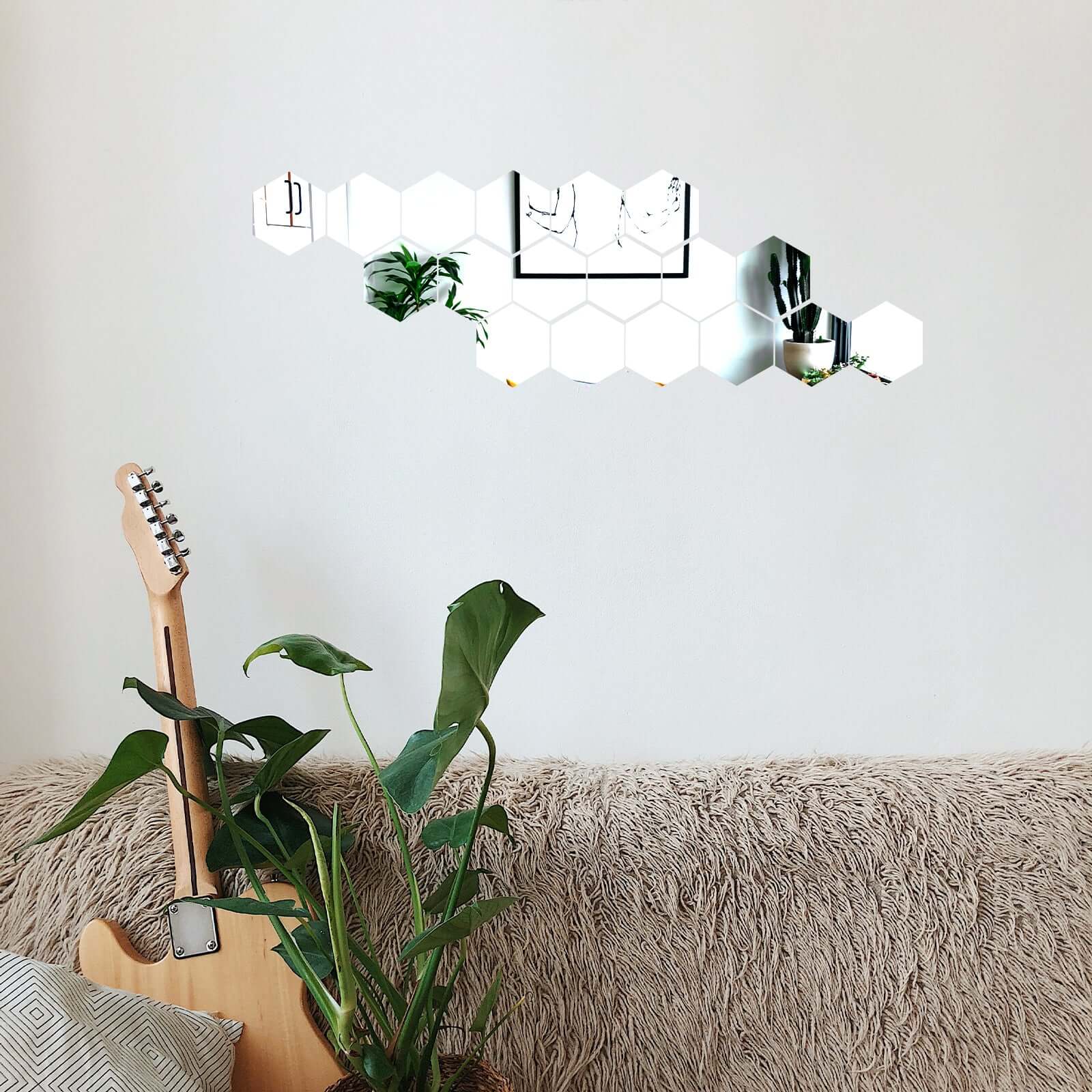 12 Pack Hexagon Acrylic Mirror Wall Stickers, Removable Wall Decals For Home Decor - 3"
