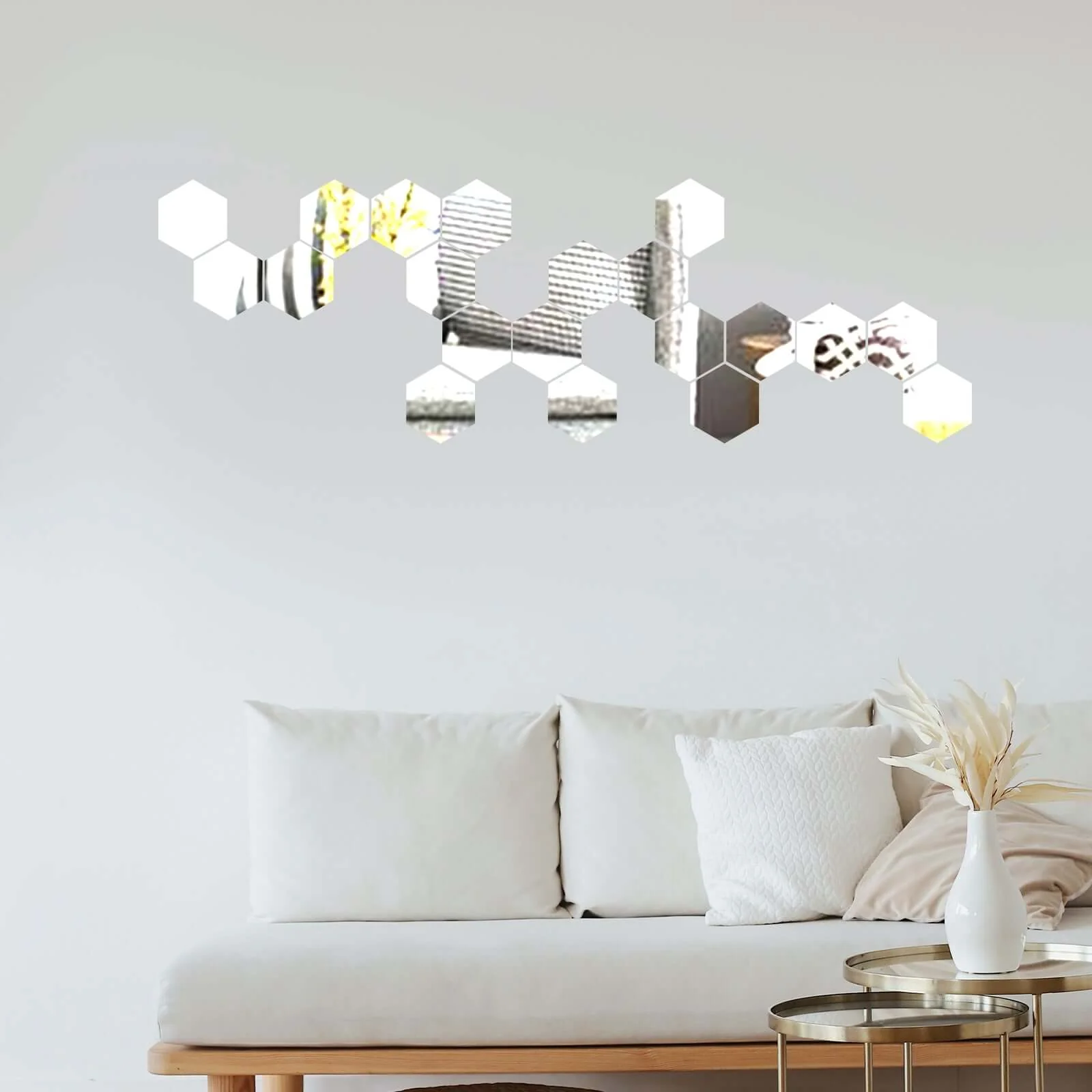 12 Pack Hexagon Acrylic Mirror Wall Stickers, Removable Wall Decals For Home Decor - 3" - Image 11