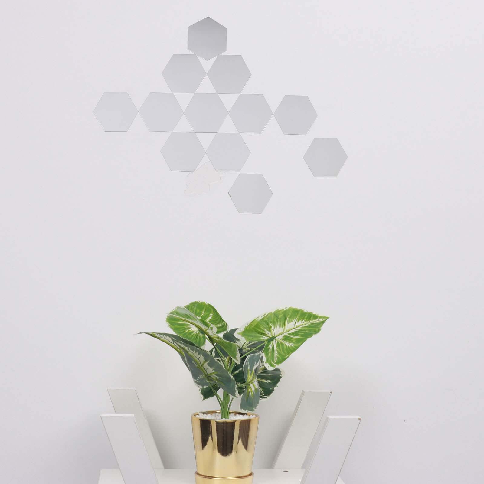 12 Pack Hexagon Acrylic Mirror Wall Stickers, Removable Wall Decals For Home Decor - 5" - Image 12