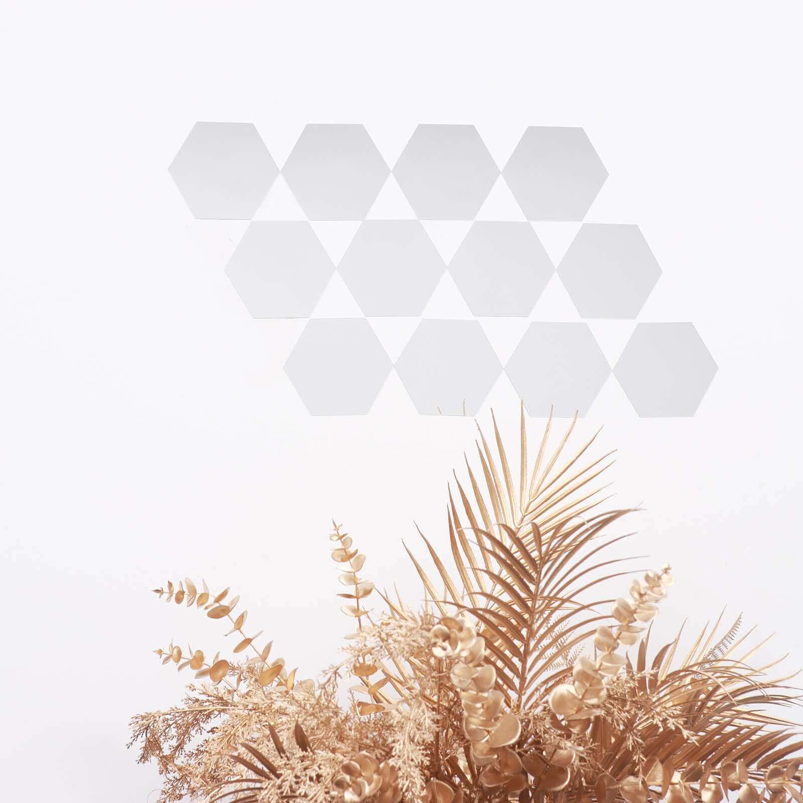 12 Pack Hexagon Acrylic Mirror Wall Stickers, Removable Wall Decals For Home Decor - 7" - Image 11