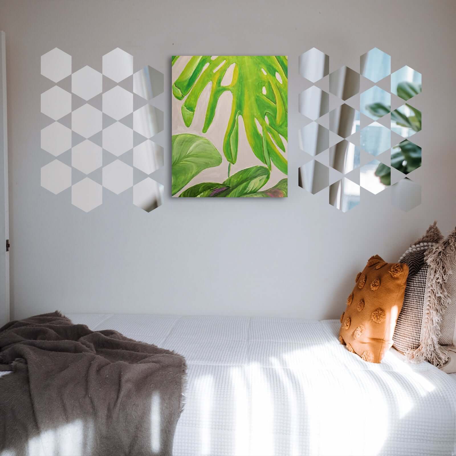 12 Pack Hexagon Acrylic Mirror Wall Stickers, Removable Wall Decals For Home Decor - 7" - Image 6