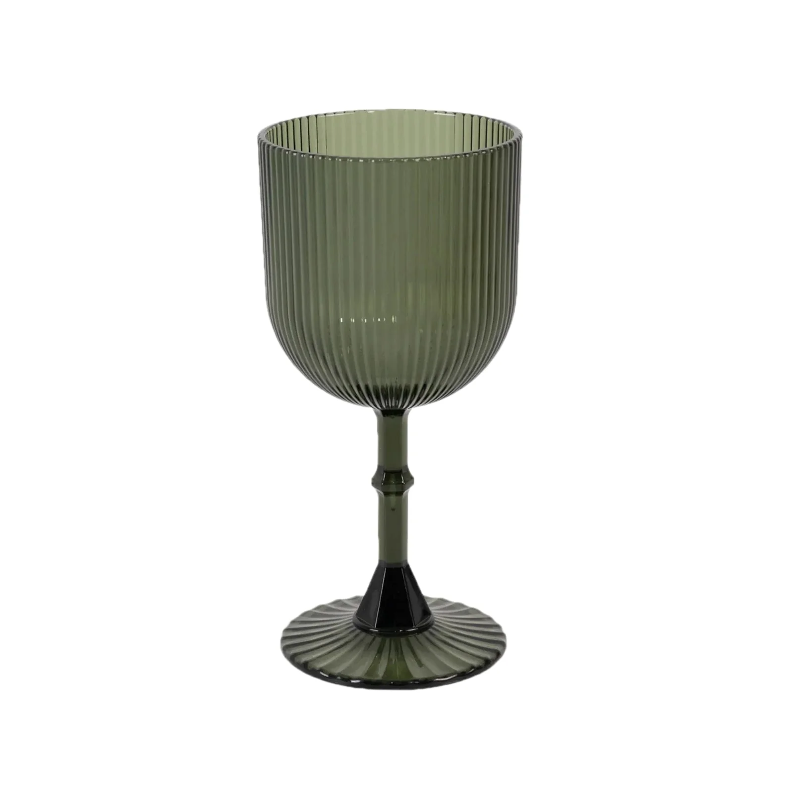 12-Pack Hunter Emerald Green Plastic Wine Glasses 9oz, Vintage Ribbed Pattern - Reusable Shatterproof Goblets - Image 5