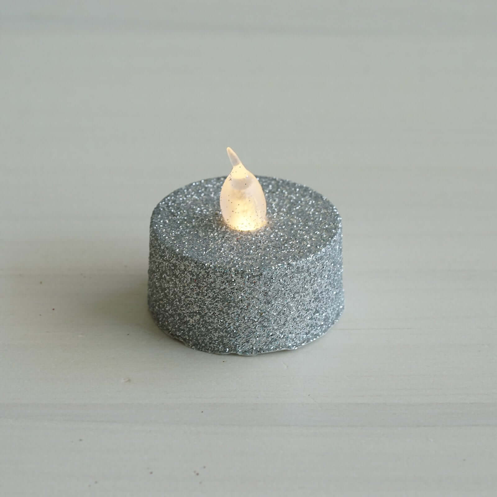 12-Pack LED Tealight Candles Silver Glitter Design - Flameless Battery Operated Lighting - Image 11