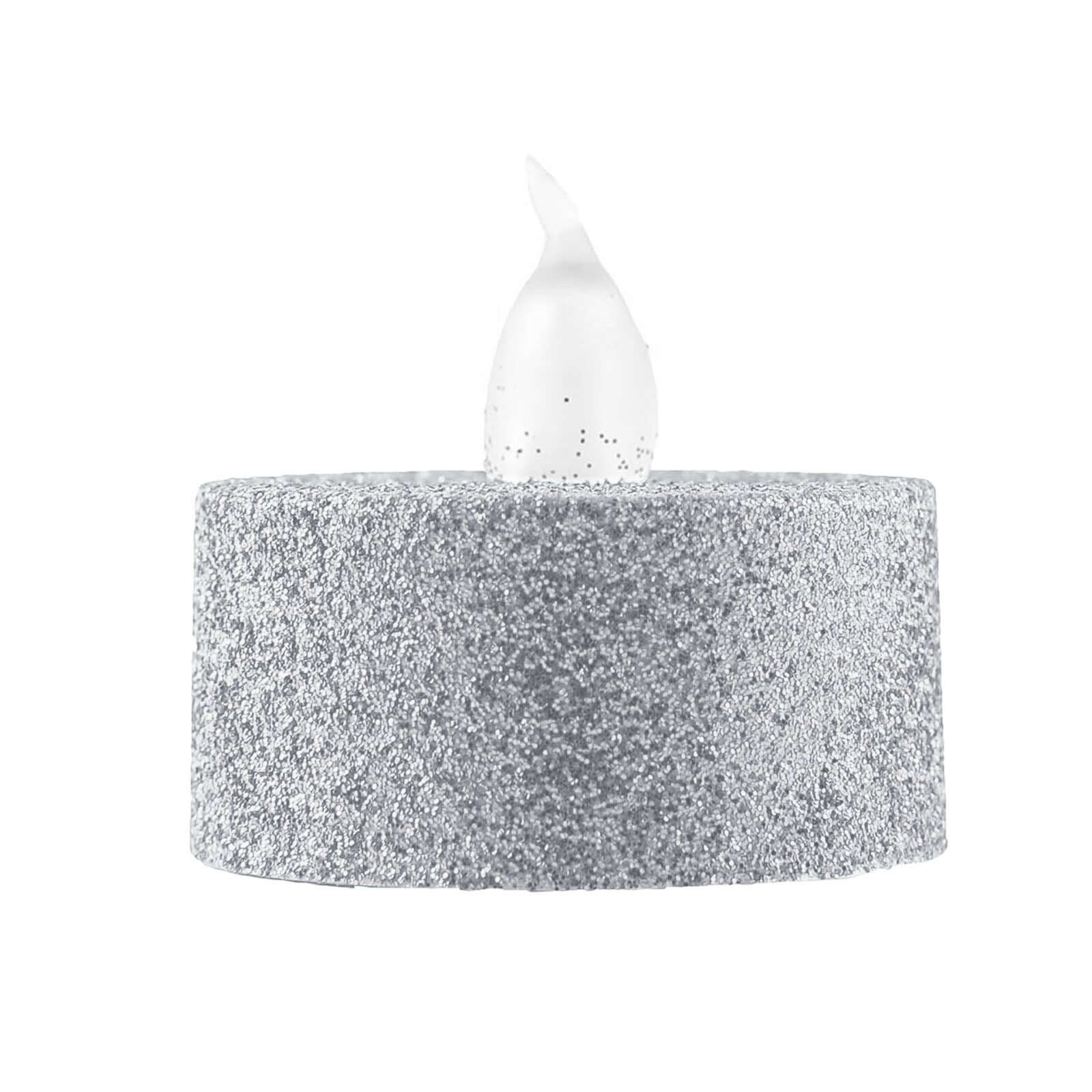 12-Pack LED Tealight Candles Silver Glitter Design - Flameless Battery Operated Lighting - Image 17