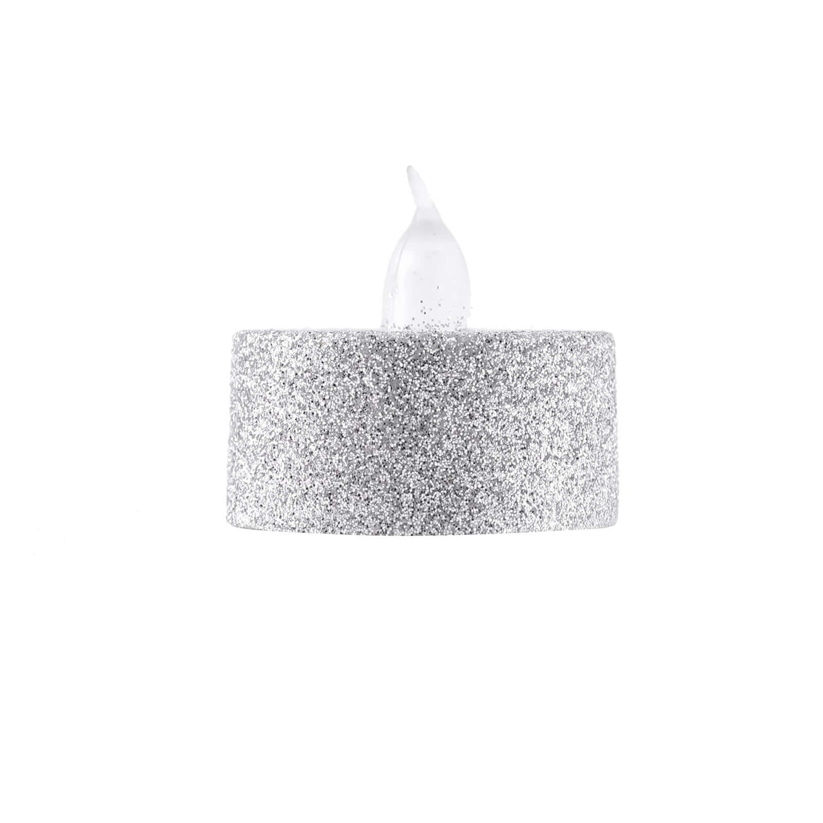 12-Pack LED Tealight Candles Silver Glitter Design - Flameless Battery Operated Lighting - Image 20