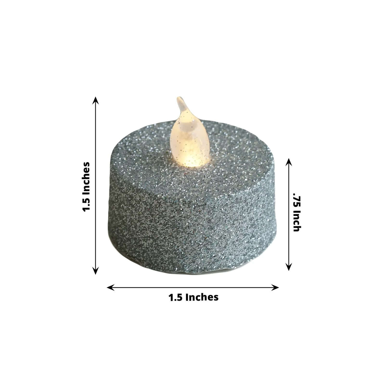 12-Pack LED Tealight Candles Silver Glitter Design - Flameless Battery Operated Lighting - Image 3