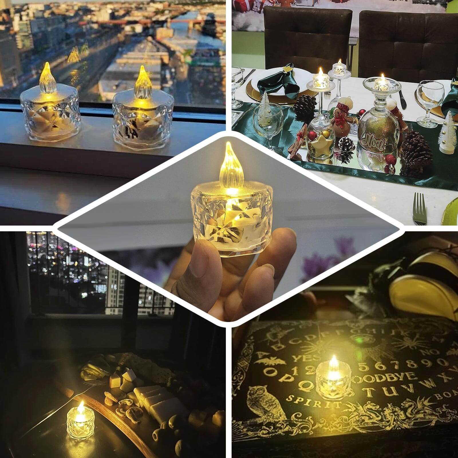 12-Pack LED Tealight Candles Warm White 2" Diamond Style - Flameless Battery-Operated Lighting - Image 5