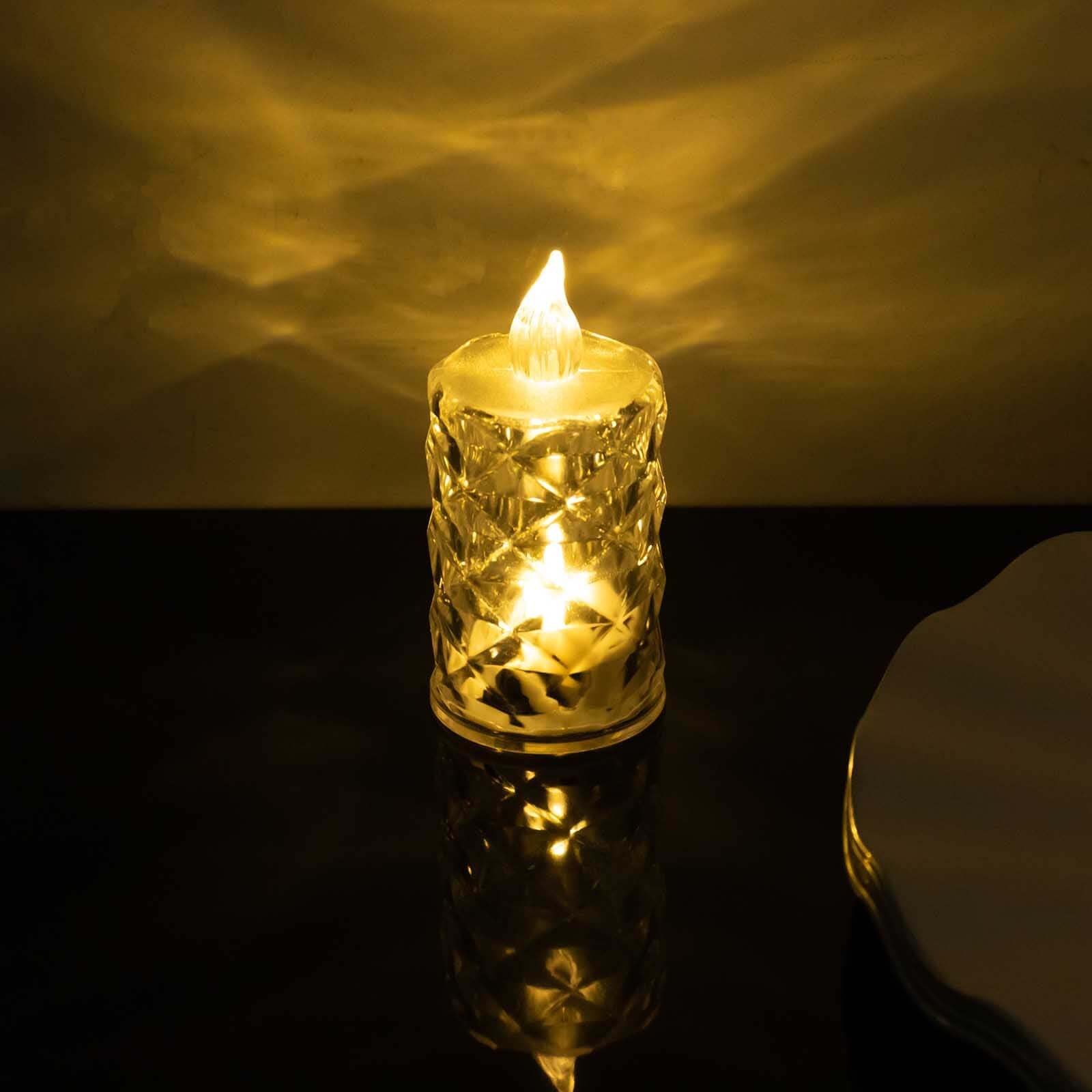 12 Pack LED Flameless Votive Candles Warm White 3" Diamond Cut – Battery Operated Decorative Candles - Image 10