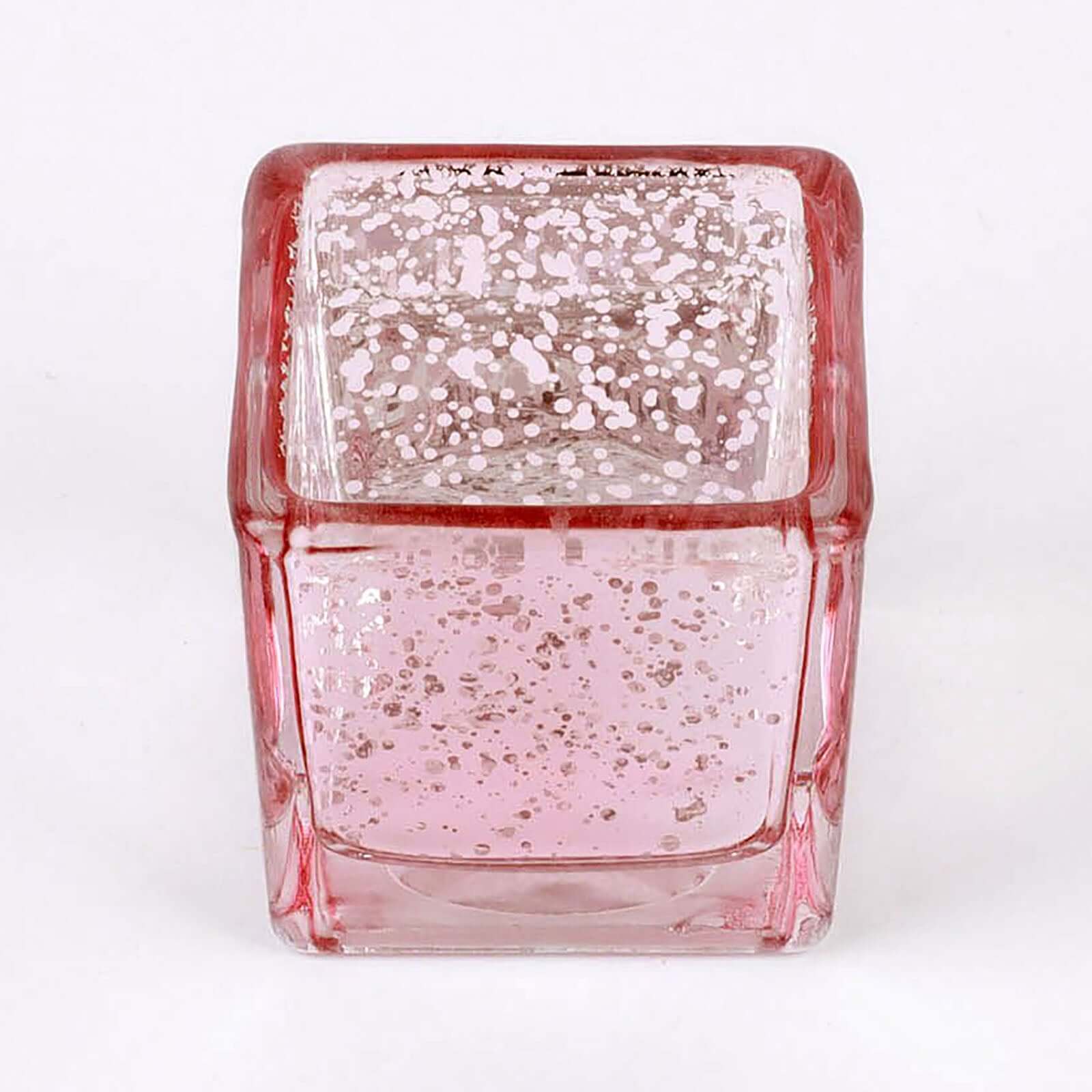 12-Pack Mercury Glass Square Candle Holders 2" Rose Gold with Glittered Design - Votive Tealight Holders - Image 8