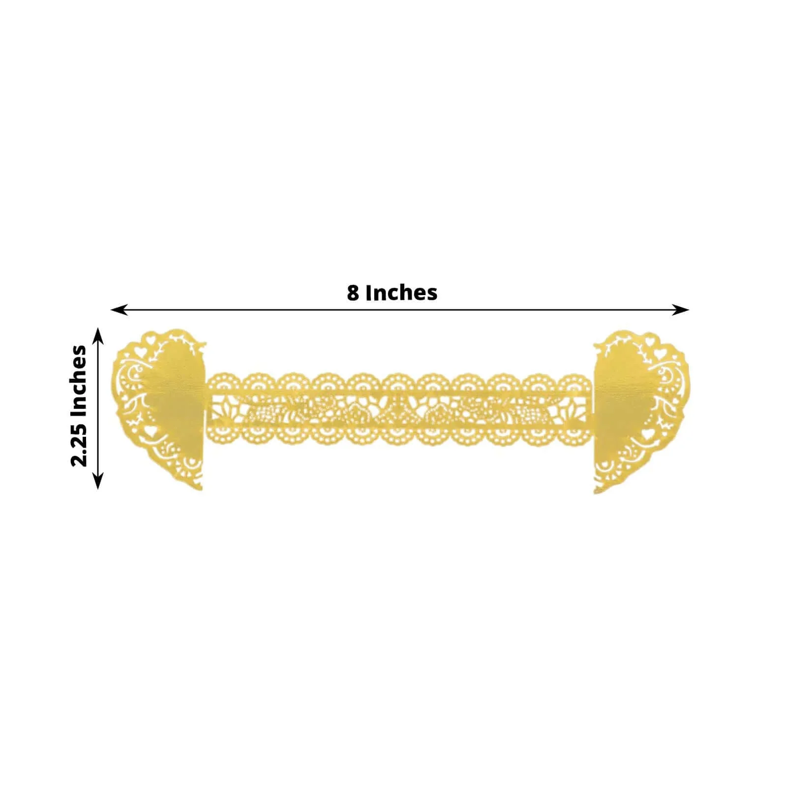 12 Pack Metallic Gold Foil Laser Cut Heart Paper Napkin Rings with Lace Pattern, Disposable Napkin Holders Bands - Image 3