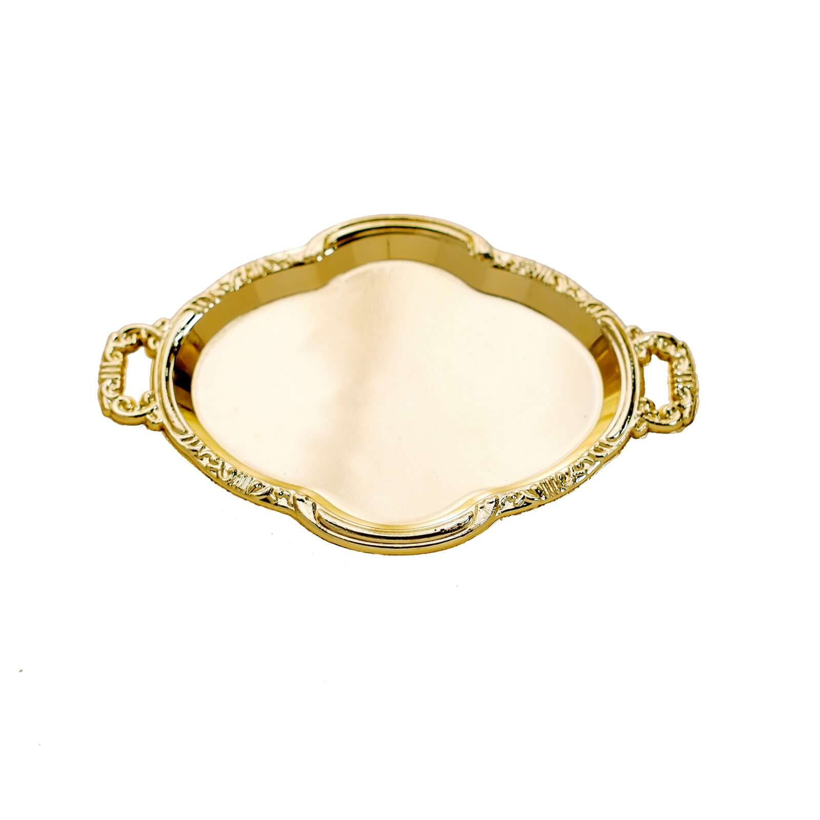 12-Pack Mini Party Favor Display Trays 4.5" Baroque Oval Design Gold - Small Serving Platters for Treats - Image 7