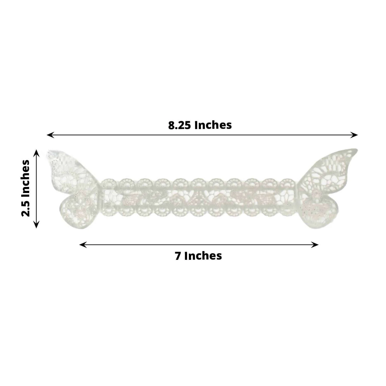 12-Pack Paper Napkin Rings Metallic Silver Shimmery Butterfly Laser Cut - Serviette Holders and Chair Sash Bows - Image 3