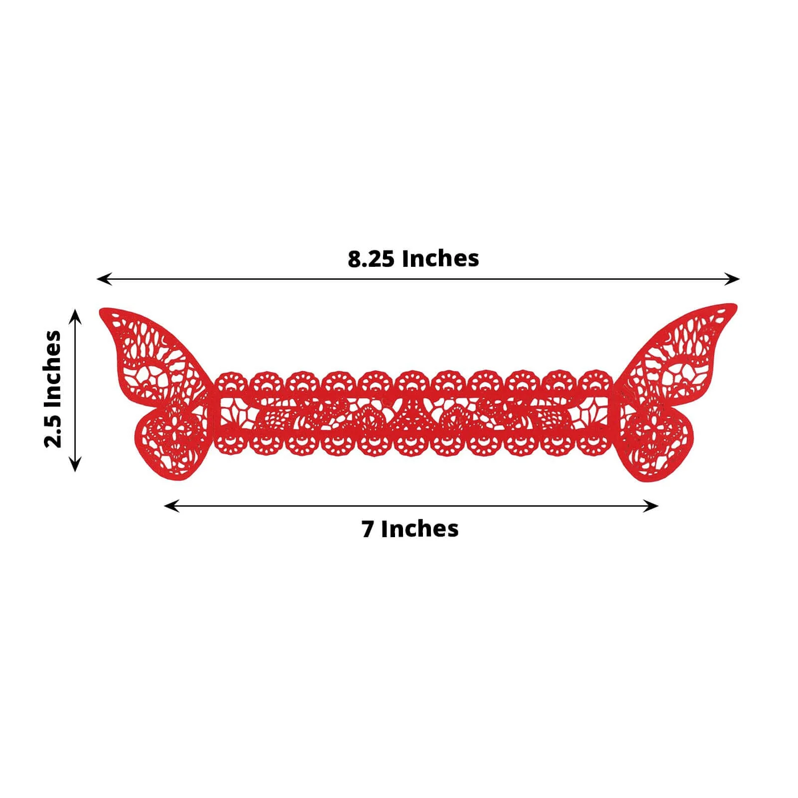 12-Pack Paper Napkin Rings Red Shimmery Butterfly Laser Cut - Serviette Holders and Chair Sash Bows - Image 3