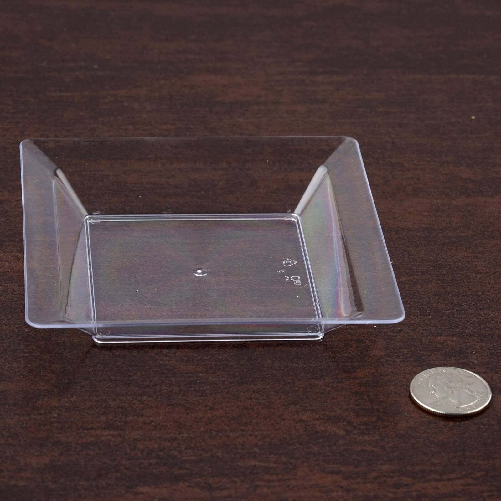12-Pack Plastic Appetizer Plates 4" Mini Square Design Clear - Disposable Dessert Plates for Events - Image 7