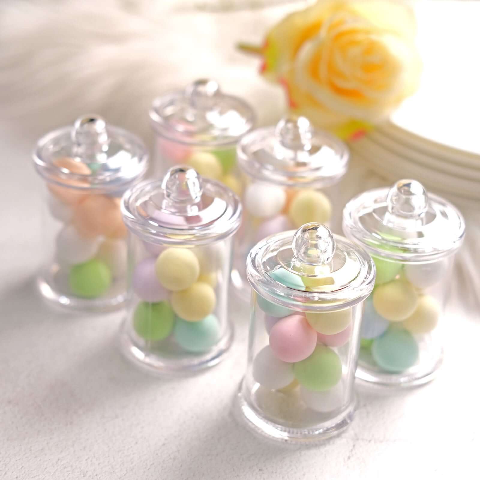 12-Pack Plastic Candy Jars 3.5" Disposable Design Clear Lids - Favor Goodie Containers for Events - Image 8