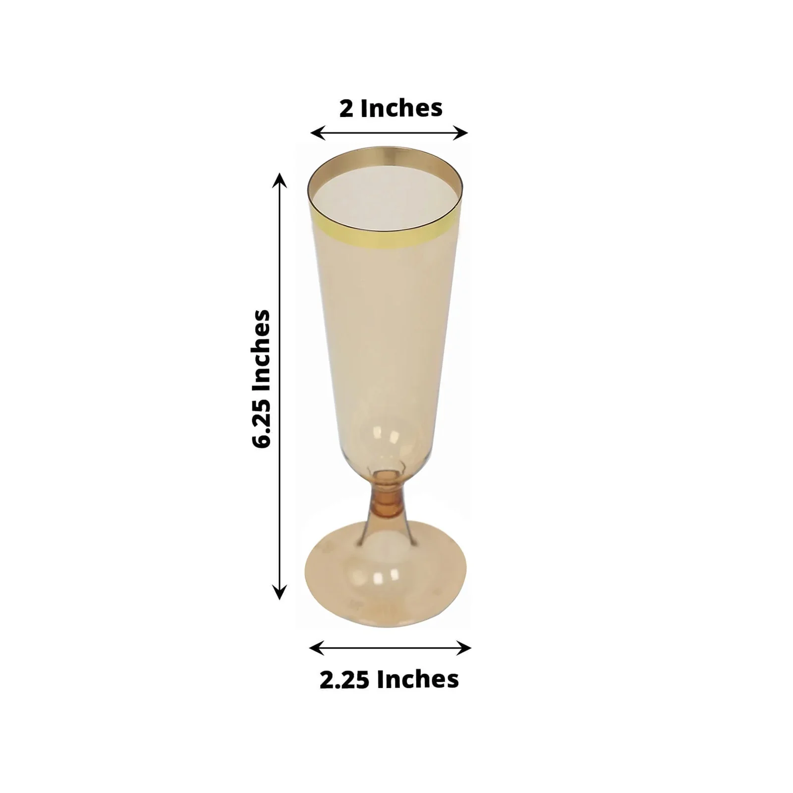 12-Pack Plastic Champagne Flutes 5oz Amber Gold with Gold Rim - Disposable Toasting Glasses with Detachable Base 6" - Image 3