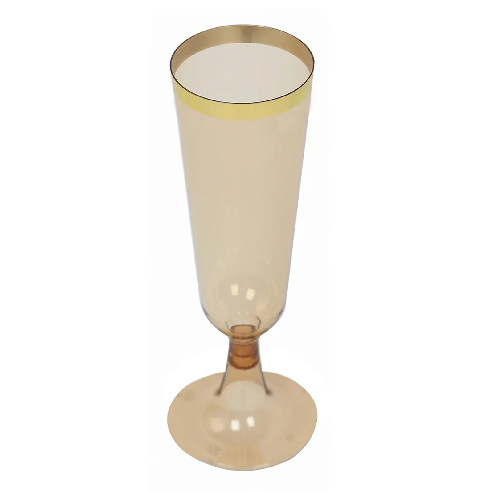12-Pack Plastic Champagne Flutes 5oz Amber Gold with Gold Rim - Disposable Toasting Glasses with Detachable Base 6" - Image 5