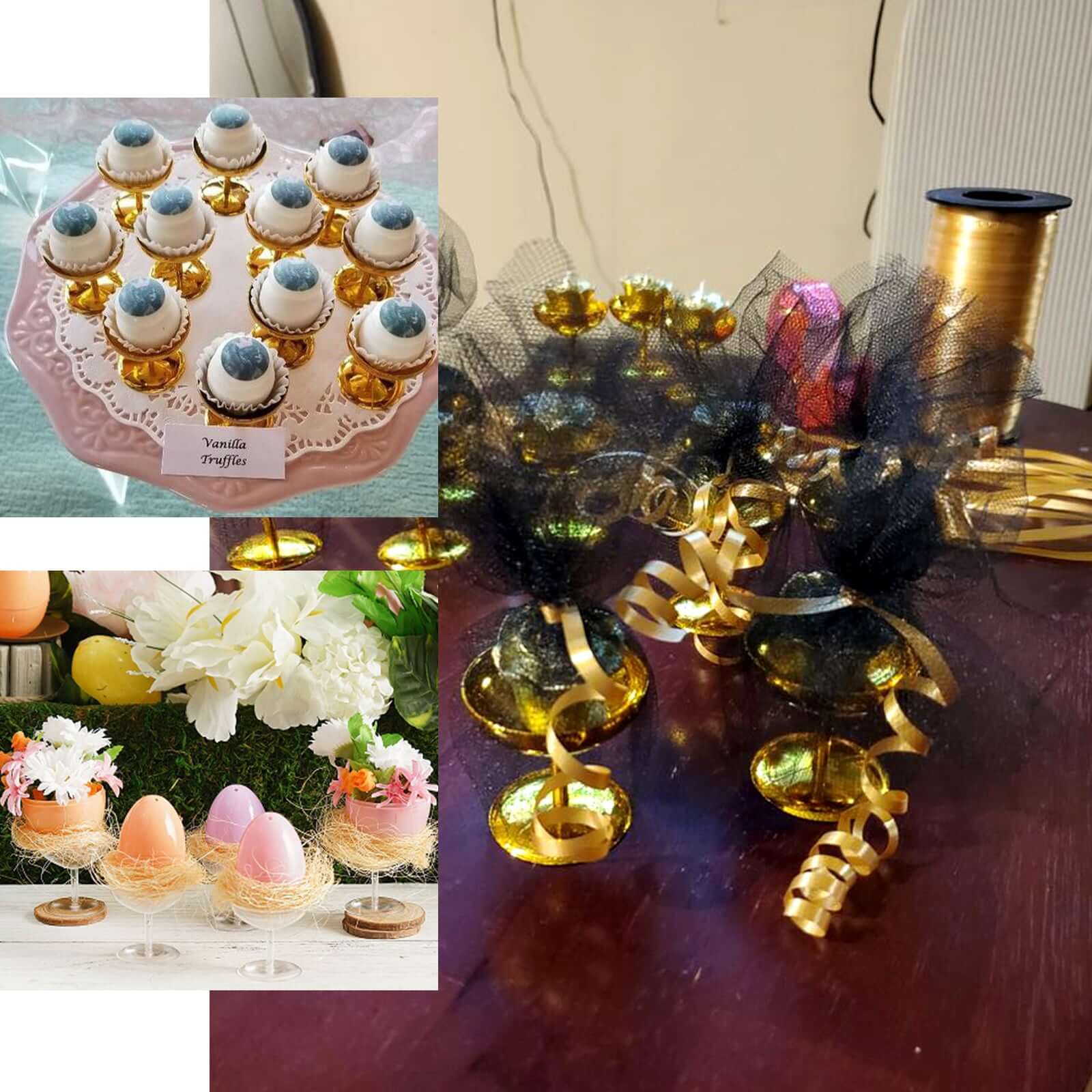 12-Pack Plastic Dessert Cup Candy Dishes 2" Gold - Mini Treat Party Favor Pedestal Stands - Image 5