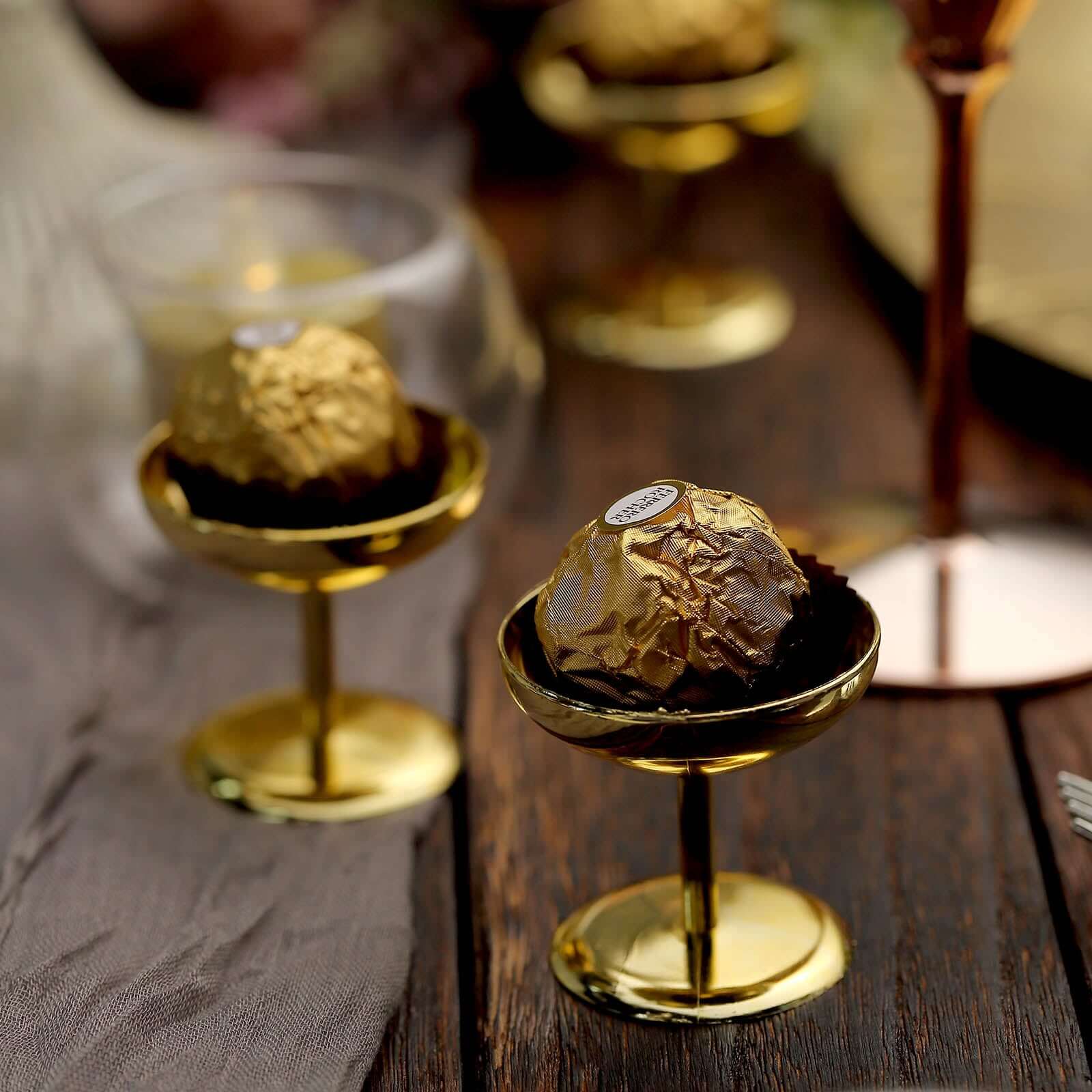 12-Pack Plastic Dessert Cup Candy Dishes 2" Gold - Mini Treat Party Favor Pedestal Stands - Image 6